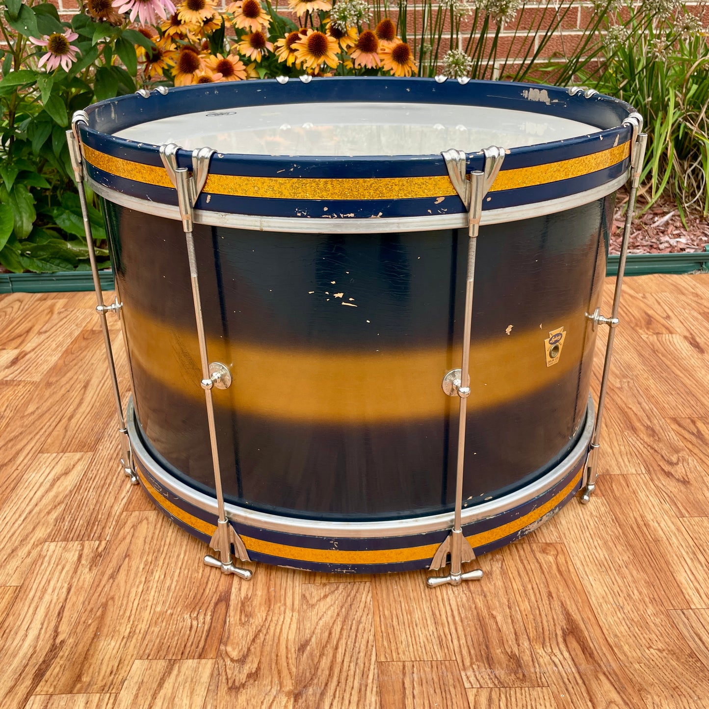 1950s-1960s Ludwig Trans Badge 12x20 Bass Drum Dark Blue / Gold Duco