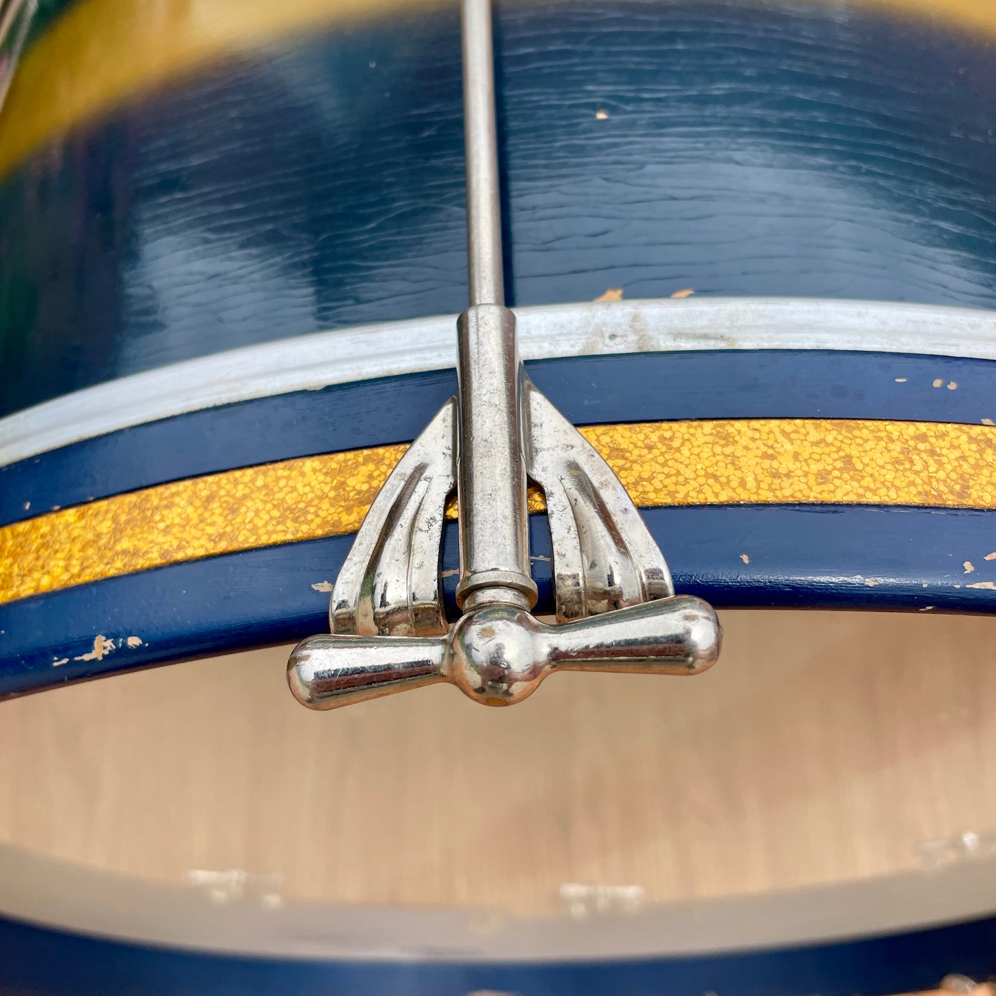 1950s-1960s Ludwig Trans Badge 12x20 Bass Drum Dark Blue / Gold Duco