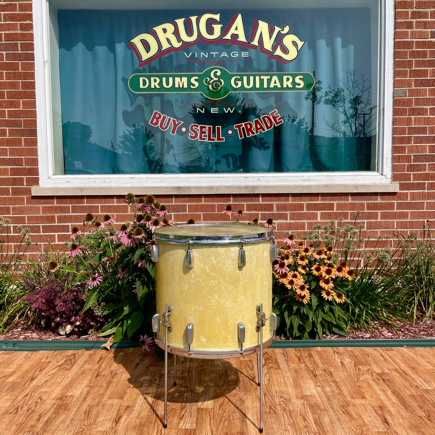 1950s Slingerland Radio King 16x18 Floor Tom Single Drum White Marine Pearl