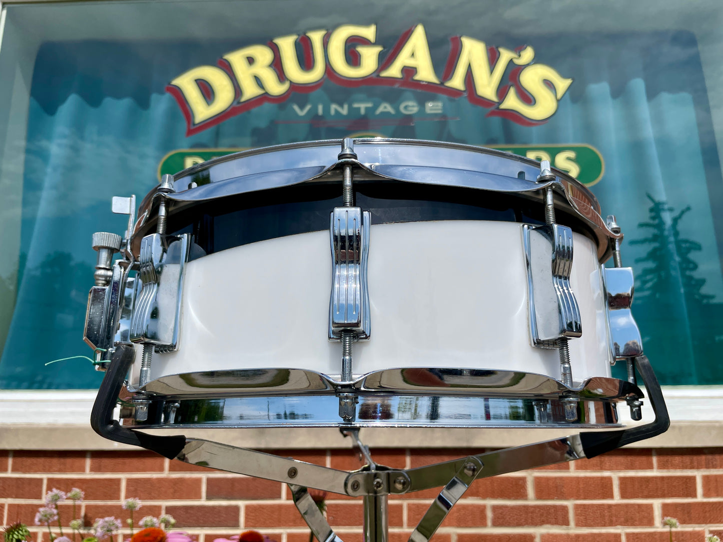 1970s Ludwig Vistalite 5x14 Snare Drum Black/White 2-Band Swirl Pattern E