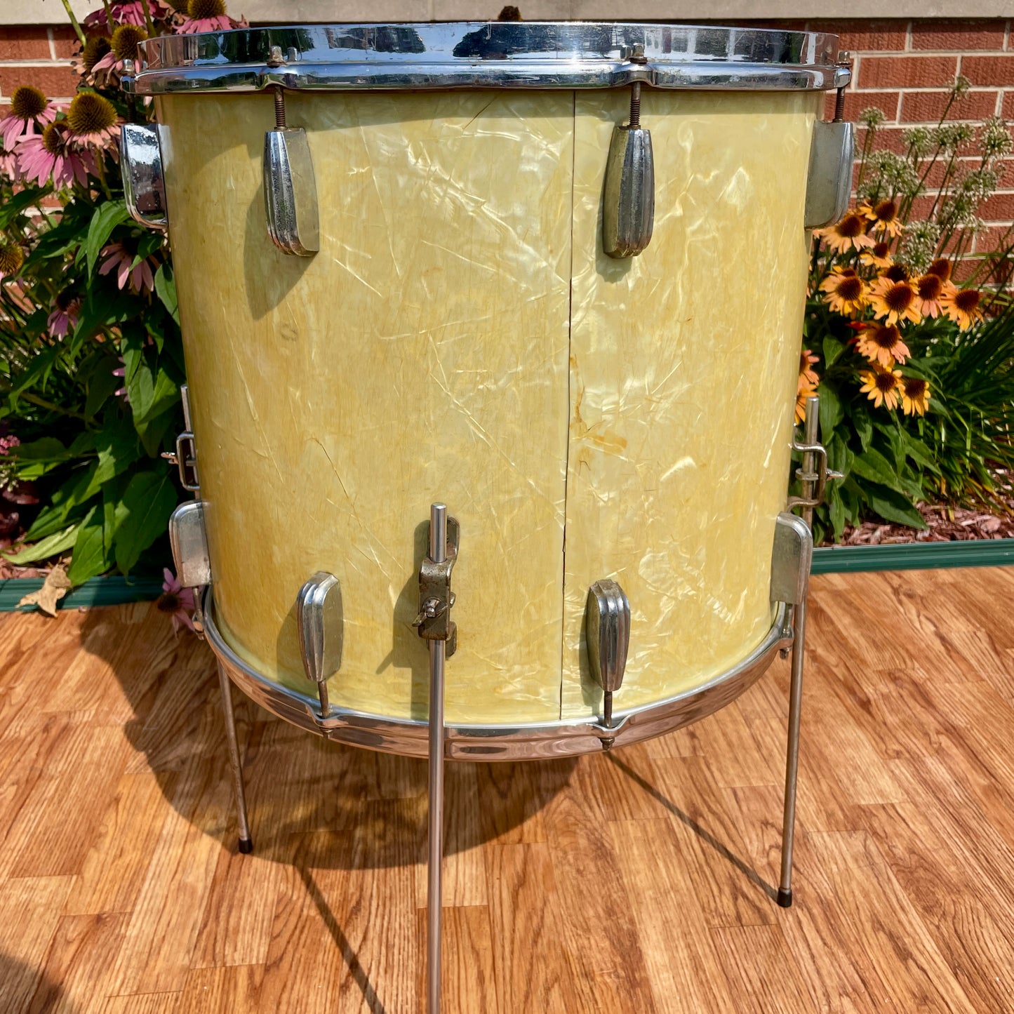 1950s Slingerland Radio King 16x18 Floor Tom Single Drum White Marine Pearl