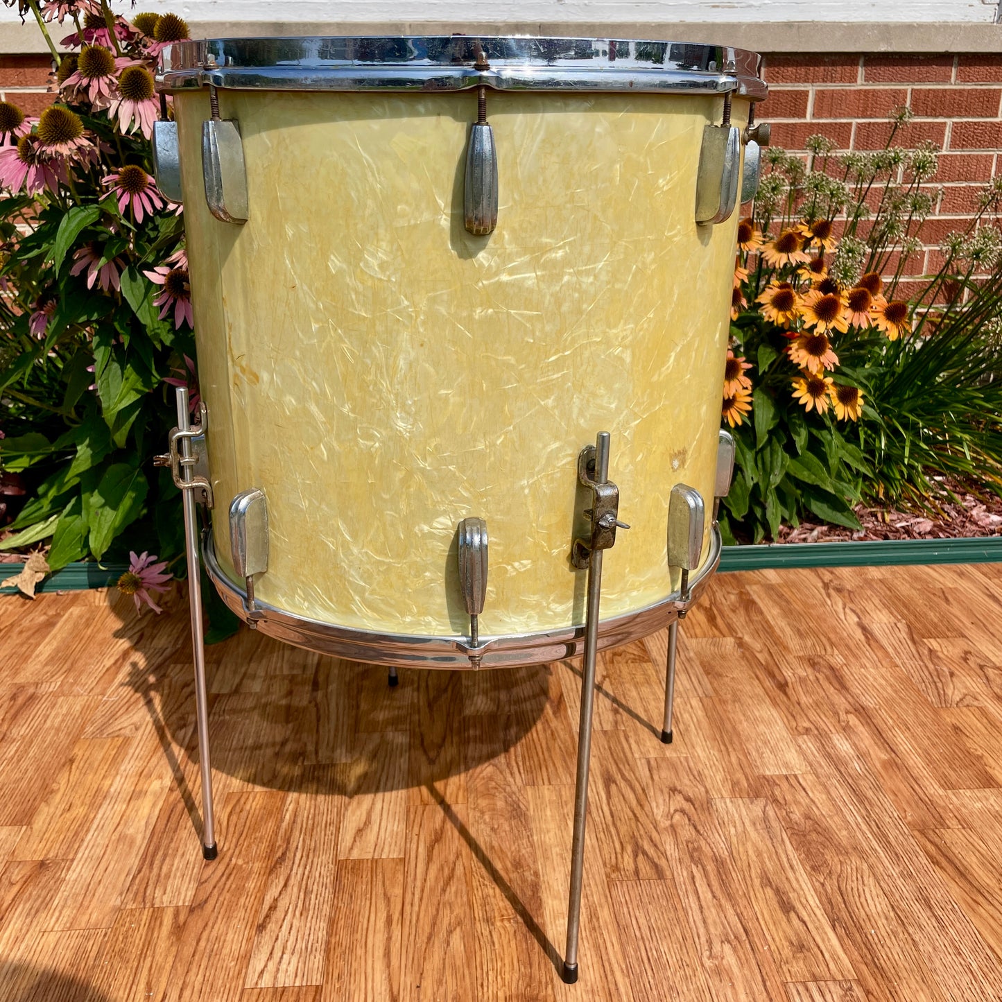1950s Slingerland Radio King 16x18 Floor Tom Single Drum White Marine Pearl