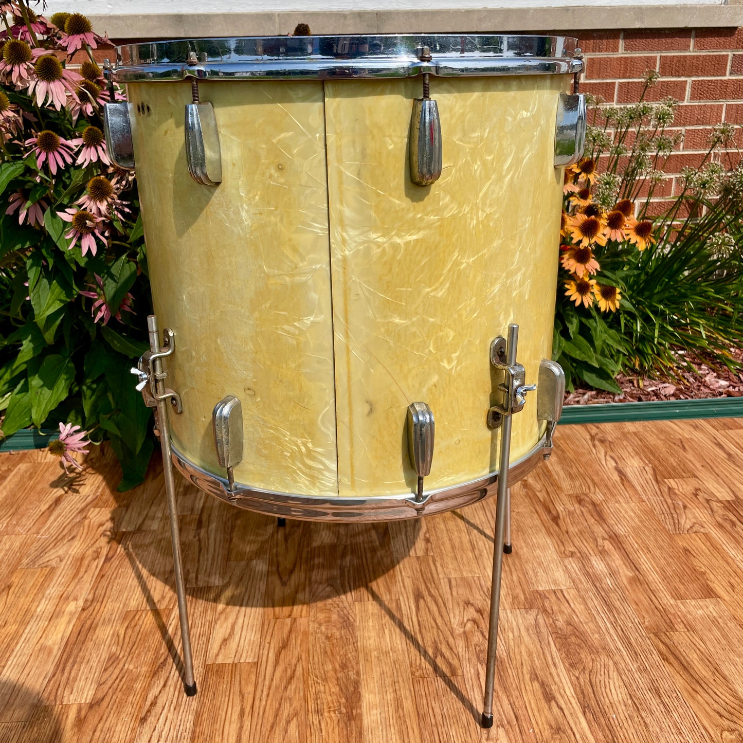 1950s Slingerland Radio King 16x18 Floor Tom Single Drum White Marine Pearl