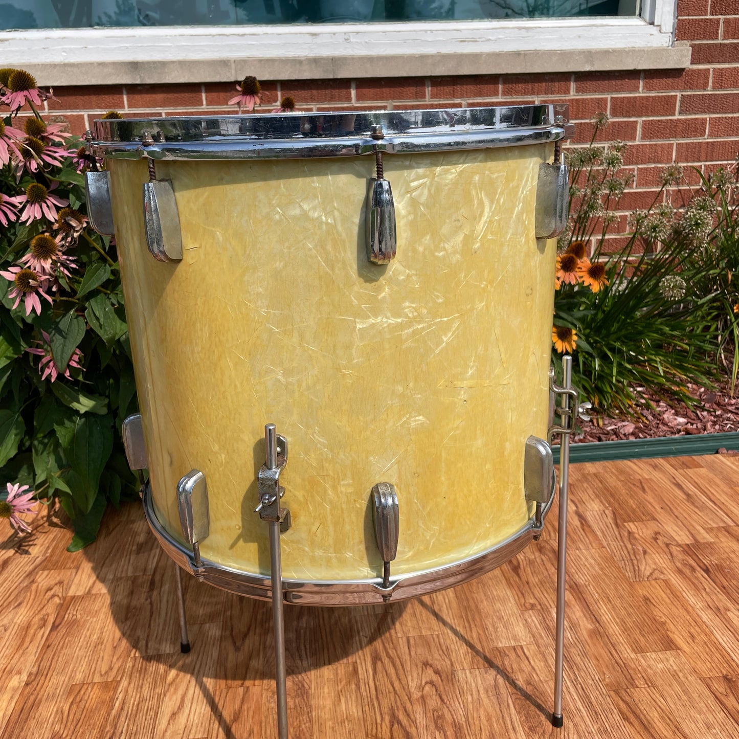 1950s Slingerland Radio King 16x18 Floor Tom Single Drum White Marine Pearl