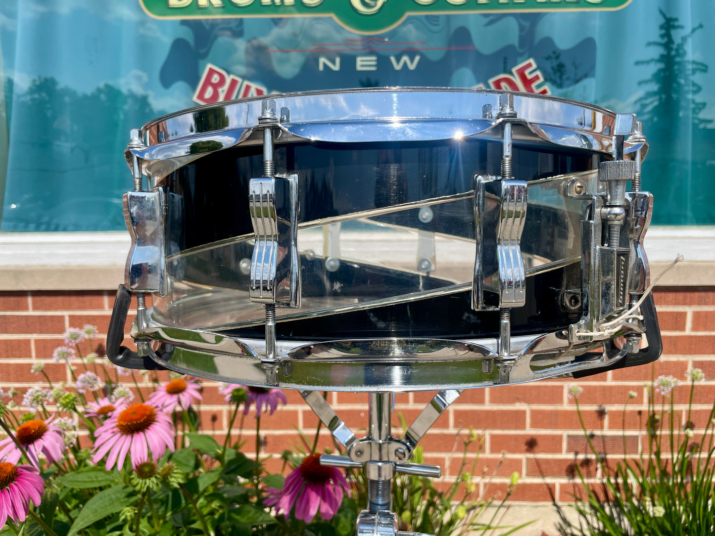 1970s Ludwig Vistalite 5x14 Snare Drum Black/Clear Spiral 3-Band Swirl Pattern C