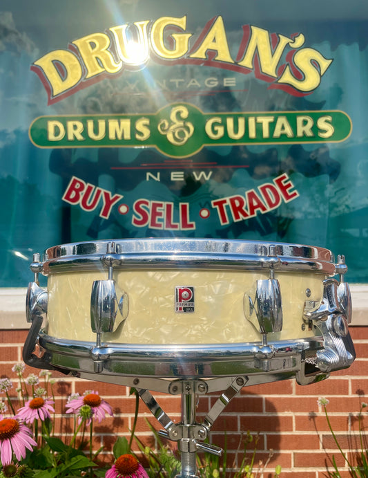 1960s Premier 4x14 Royal-Ace White Marine Pearl