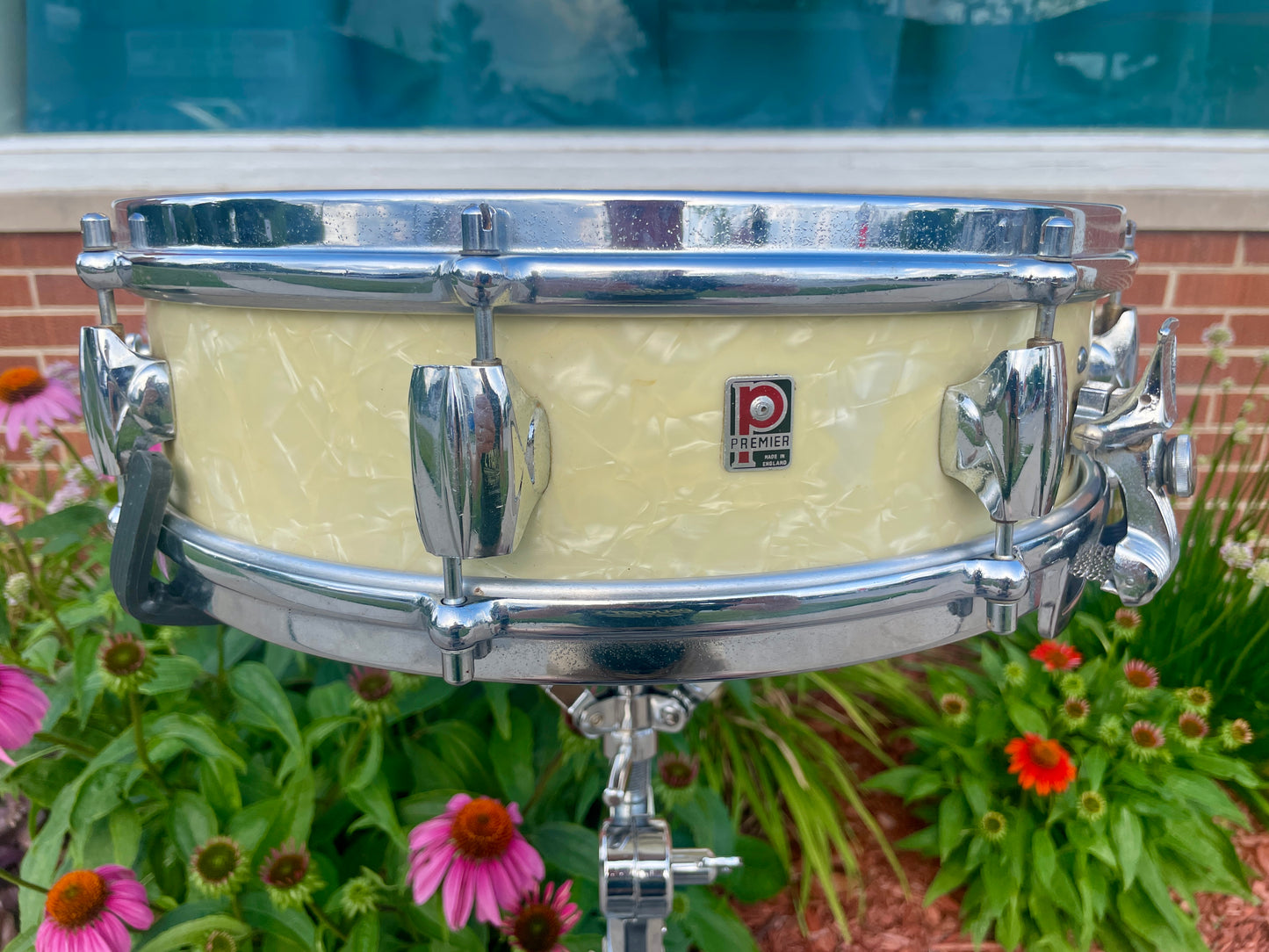 1960s Premier 4x14 Royal-Ace White Marine Pearl
