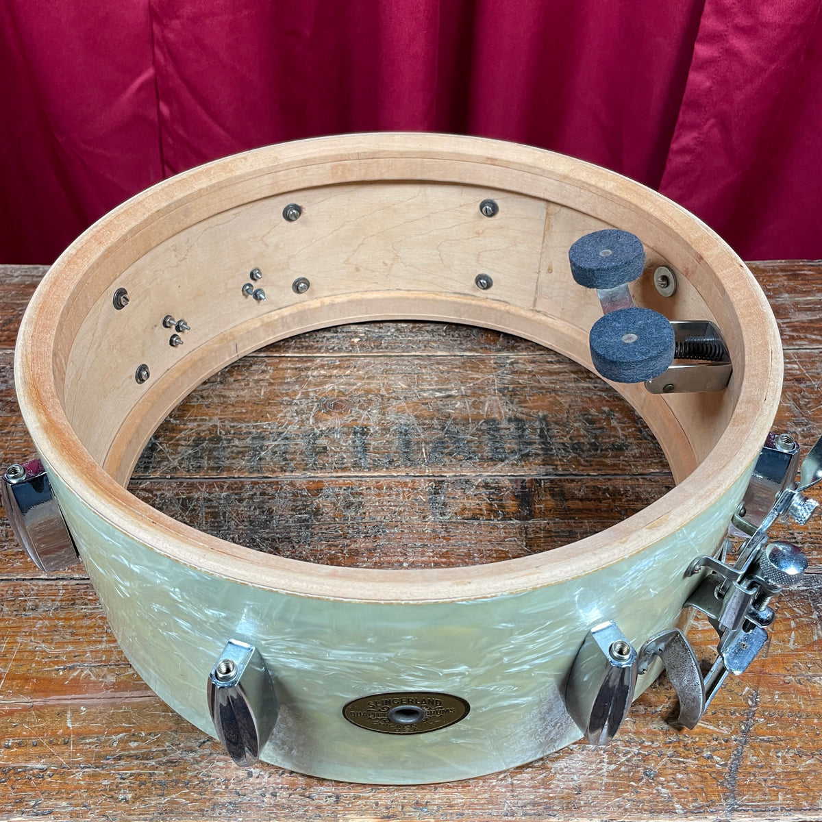1950s Slingerland No. 143 Krupa Model Radio King Snare Drum White Marine Pearl 5.5x14