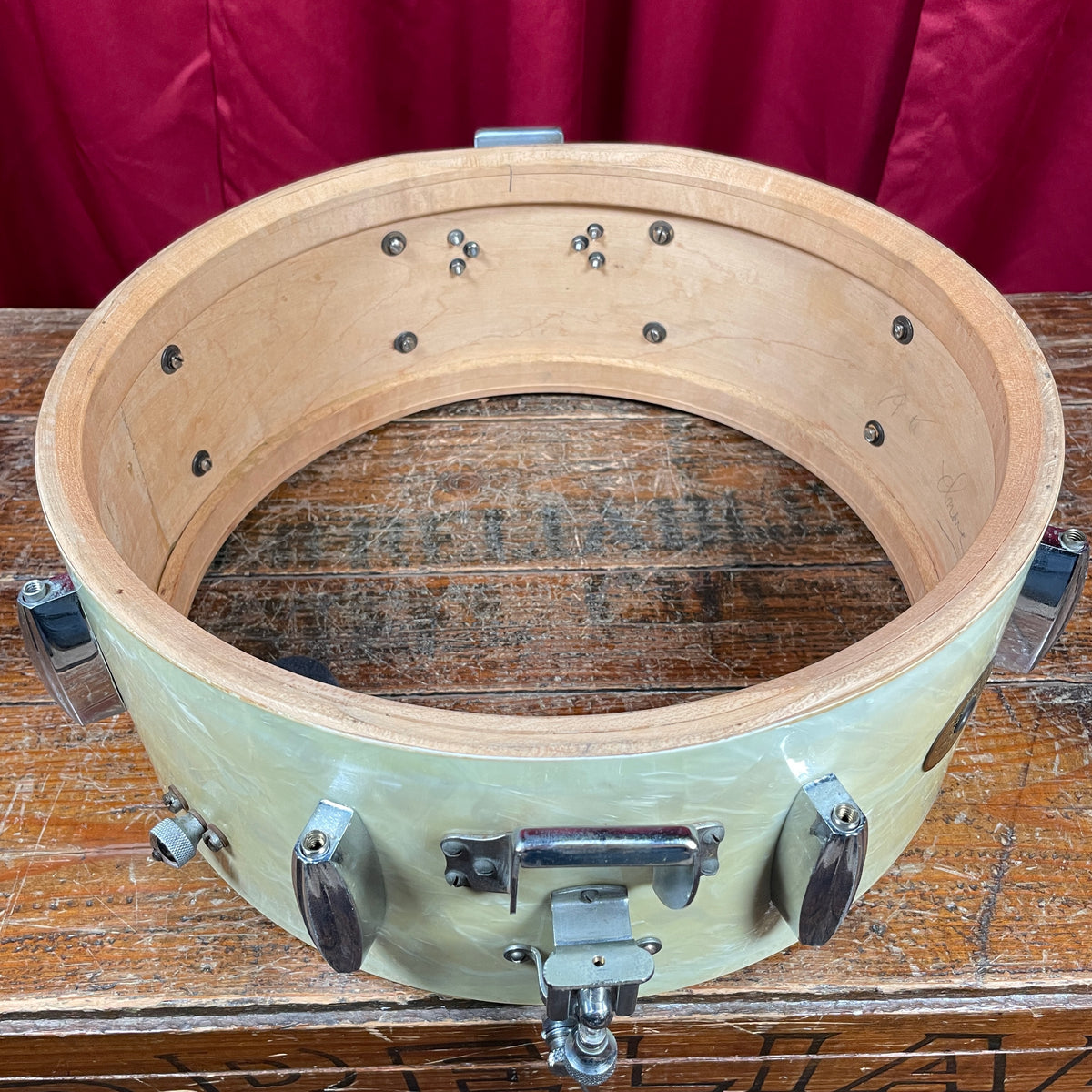 1950s Slingerland No. 143 Krupa Model Radio King Snare Drum White Marine Pearl 5.5x14