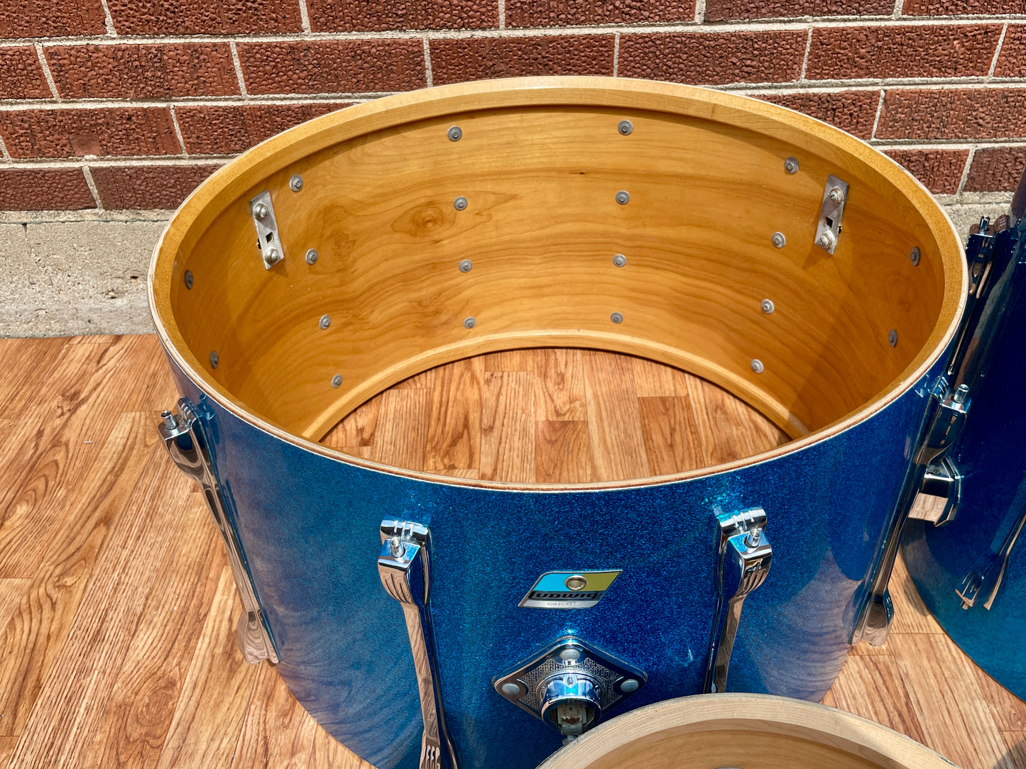 1970s Ludwig Mach 5 Pro Beat Drum Set Blue Sparkle 24/12/13/16