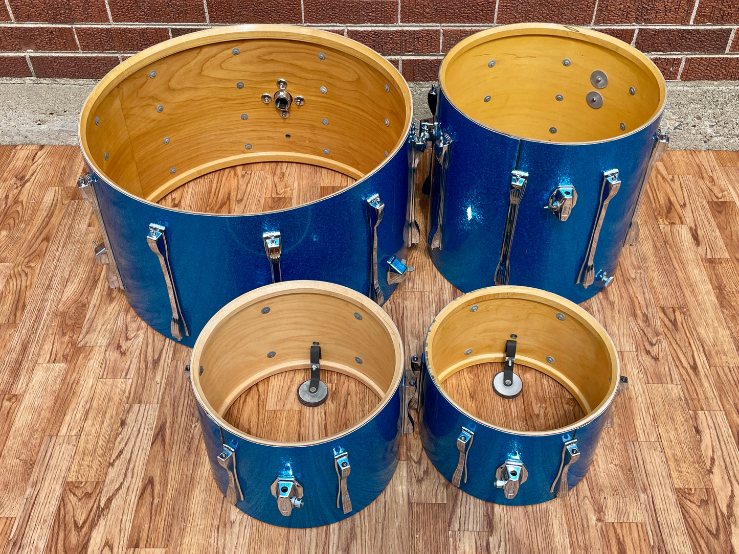 1970s Ludwig Mach 5 Pro Beat Drum Set Blue Sparkle 24/12/13/16