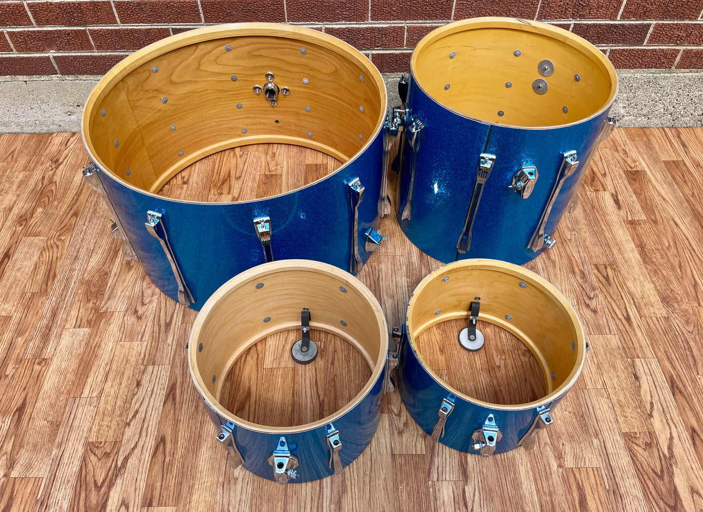 1970s Ludwig Mach 5 Pro Beat Drum Set Blue Sparkle 24/12/13/16