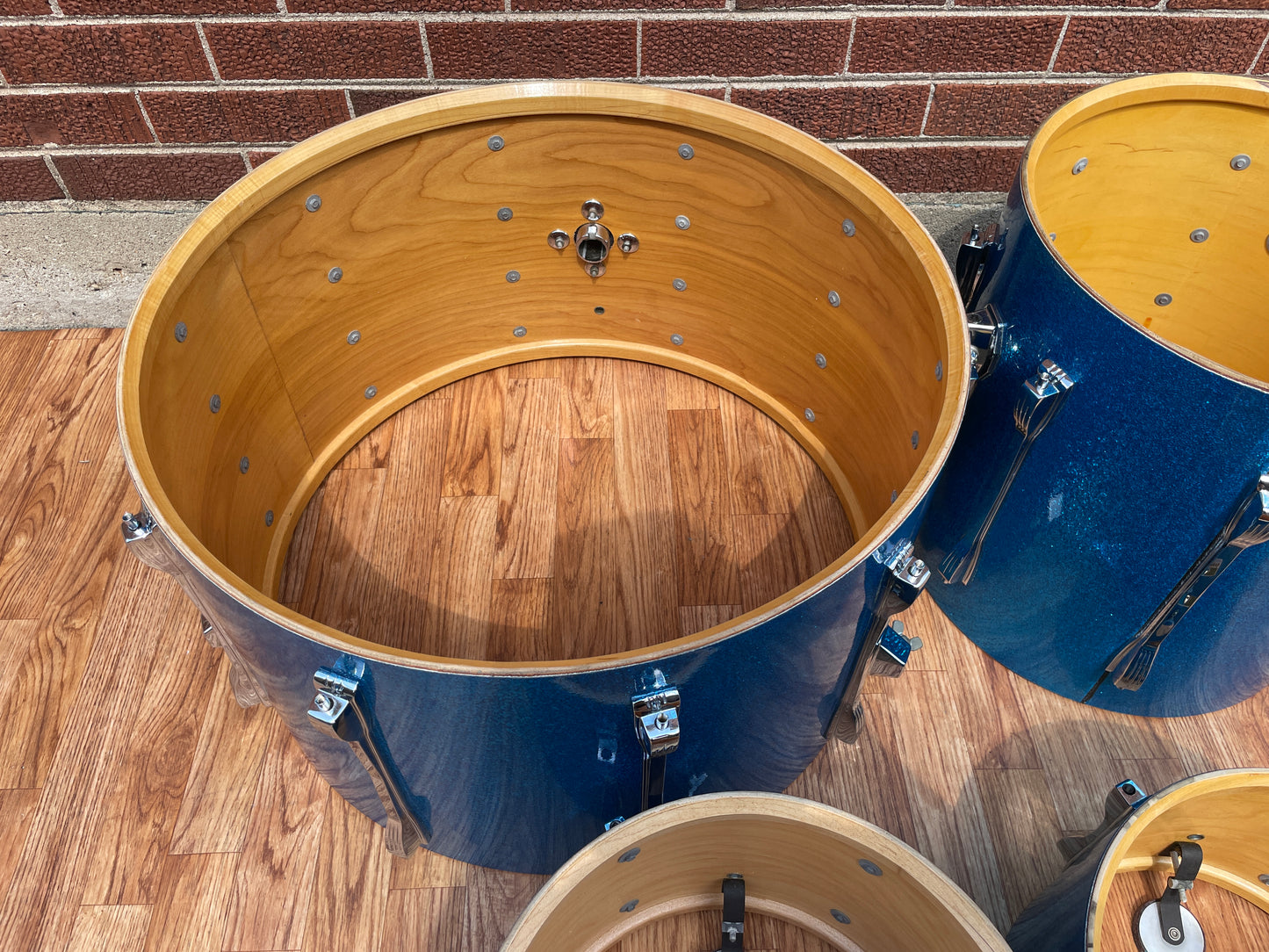 1970s Ludwig Mach 5 Pro Beat Drum Set Blue Sparkle 24/12/13/16