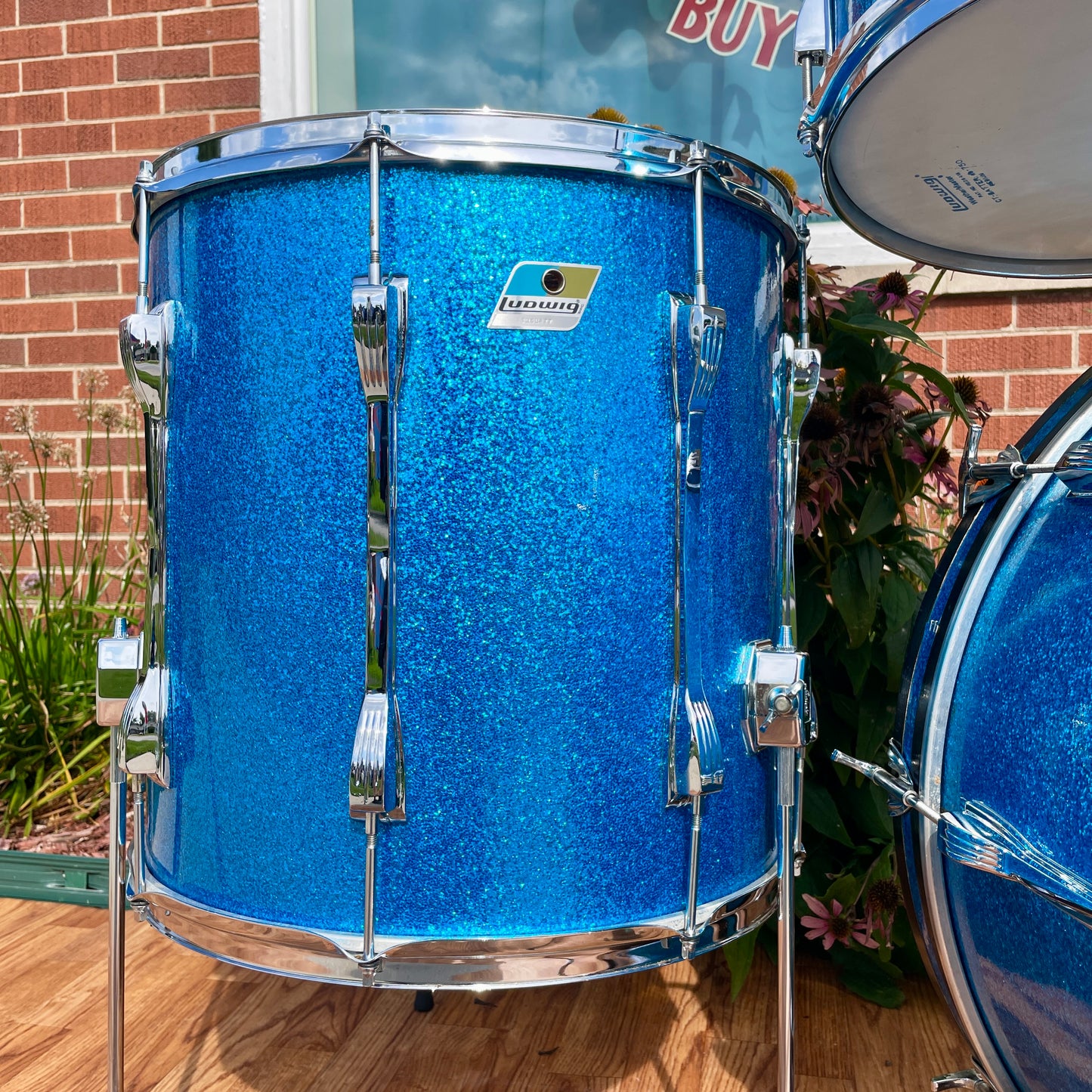 1970s Ludwig Mach 5 Pro Beat Drum Set Blue Sparkle 24/12/13/16
