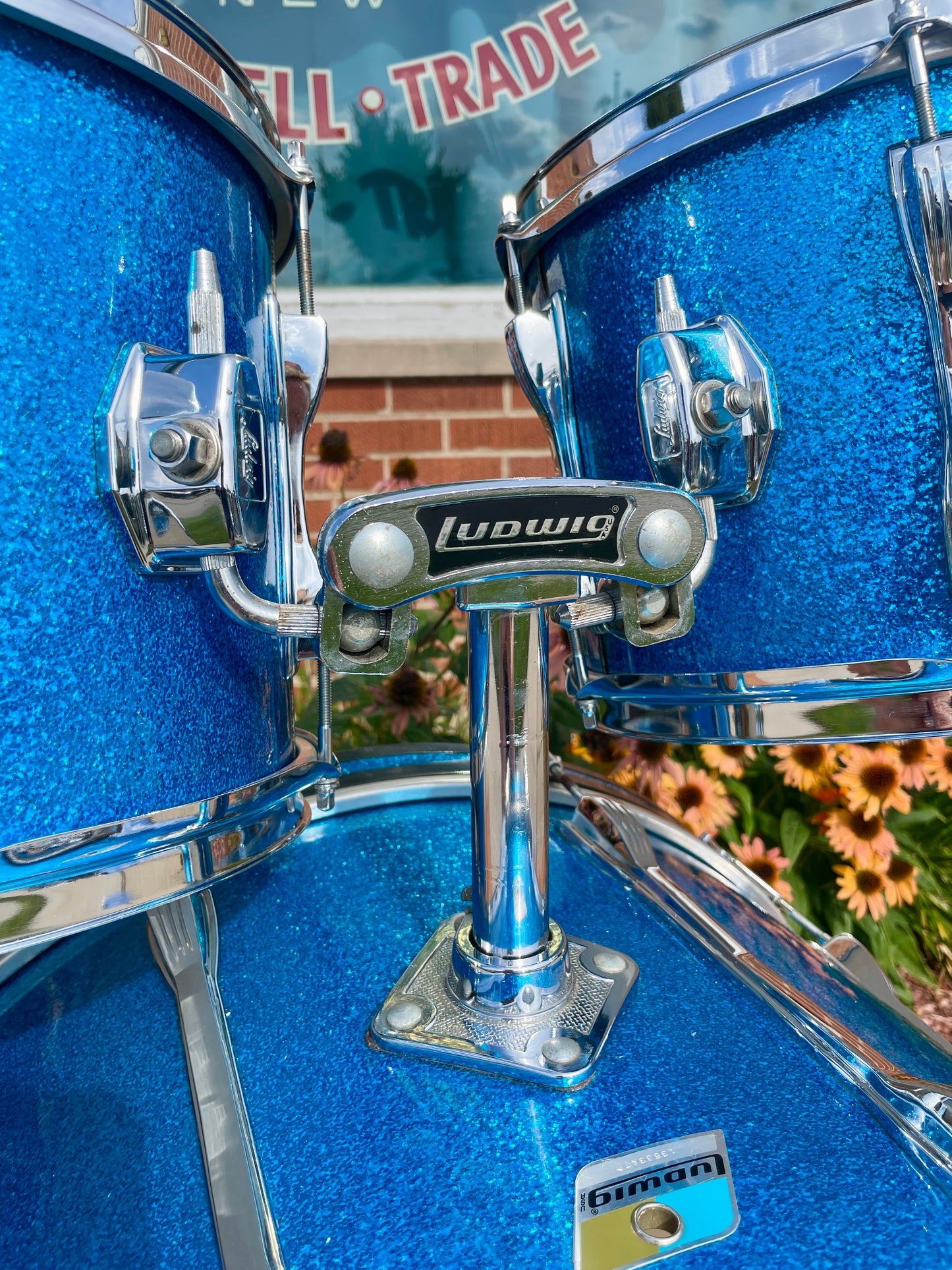 1970s Ludwig Mach 5 Pro Beat Drum Set Blue Sparkle 24/12/13/16