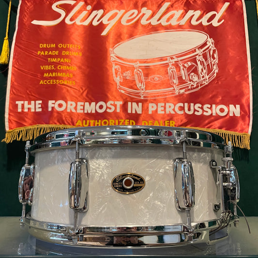 1962 Slingerland No. 146 Hollywood Ace 5.5x14 Snare Drum White Marine Pearl