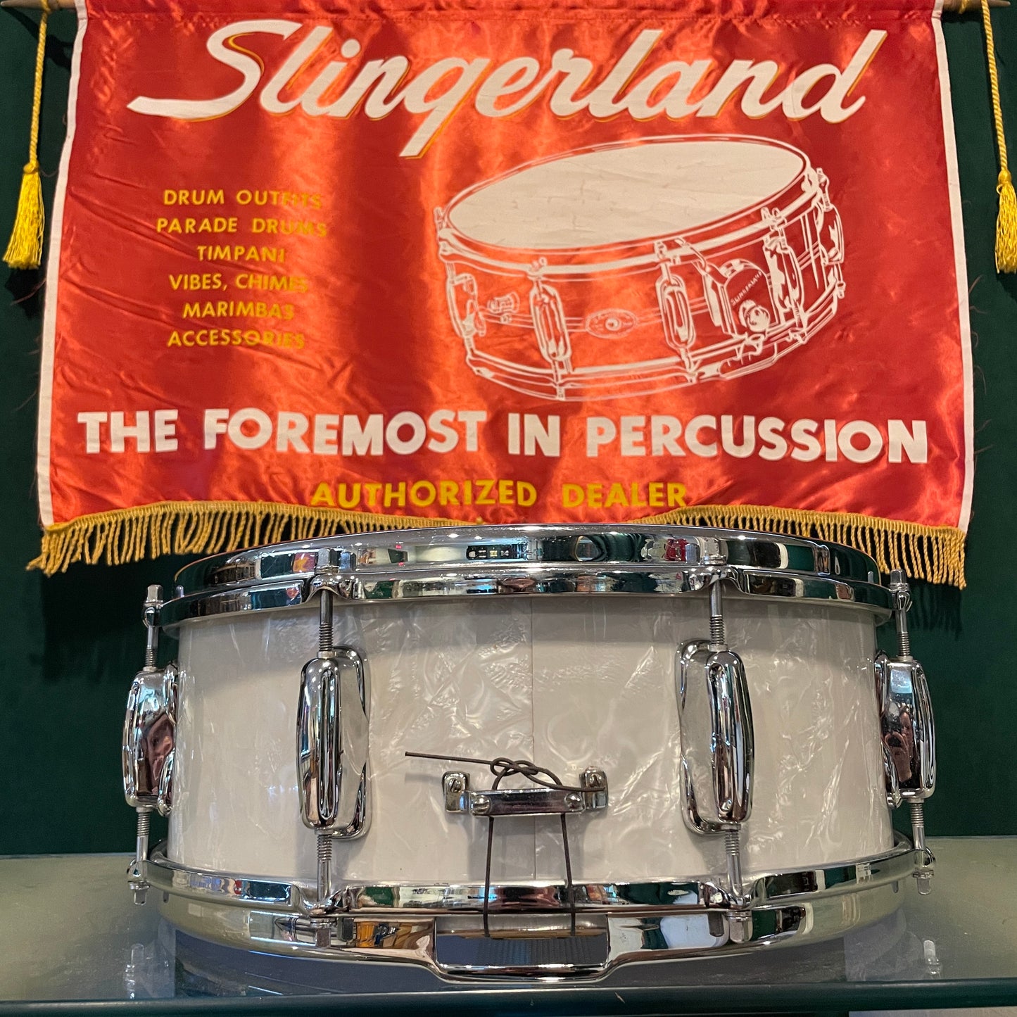 1962 Slingerland 5.5x14 No. 146 Hollywood Ace Snare Drum White Marine Pearl