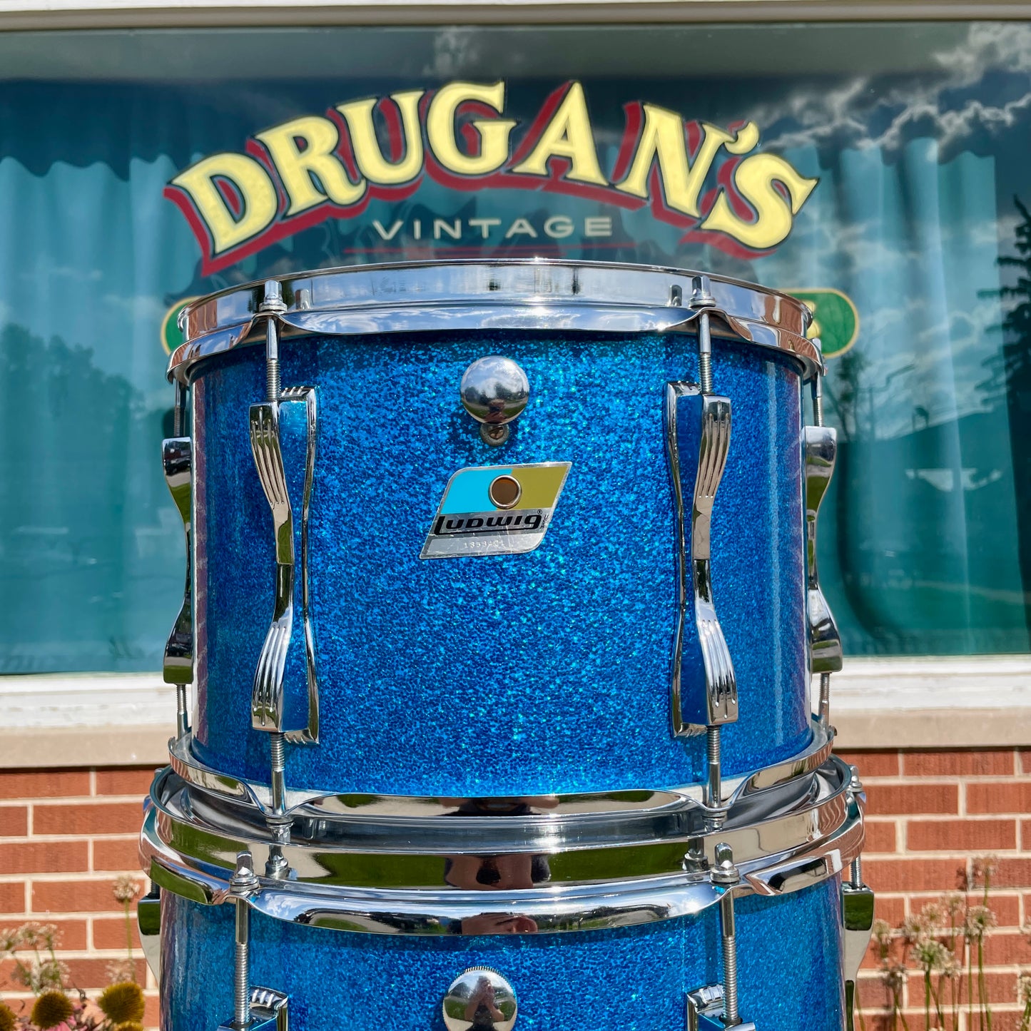 1970s Ludwig Mach 5 Pro Beat Drum Set Blue Sparkle 24/12/13/16