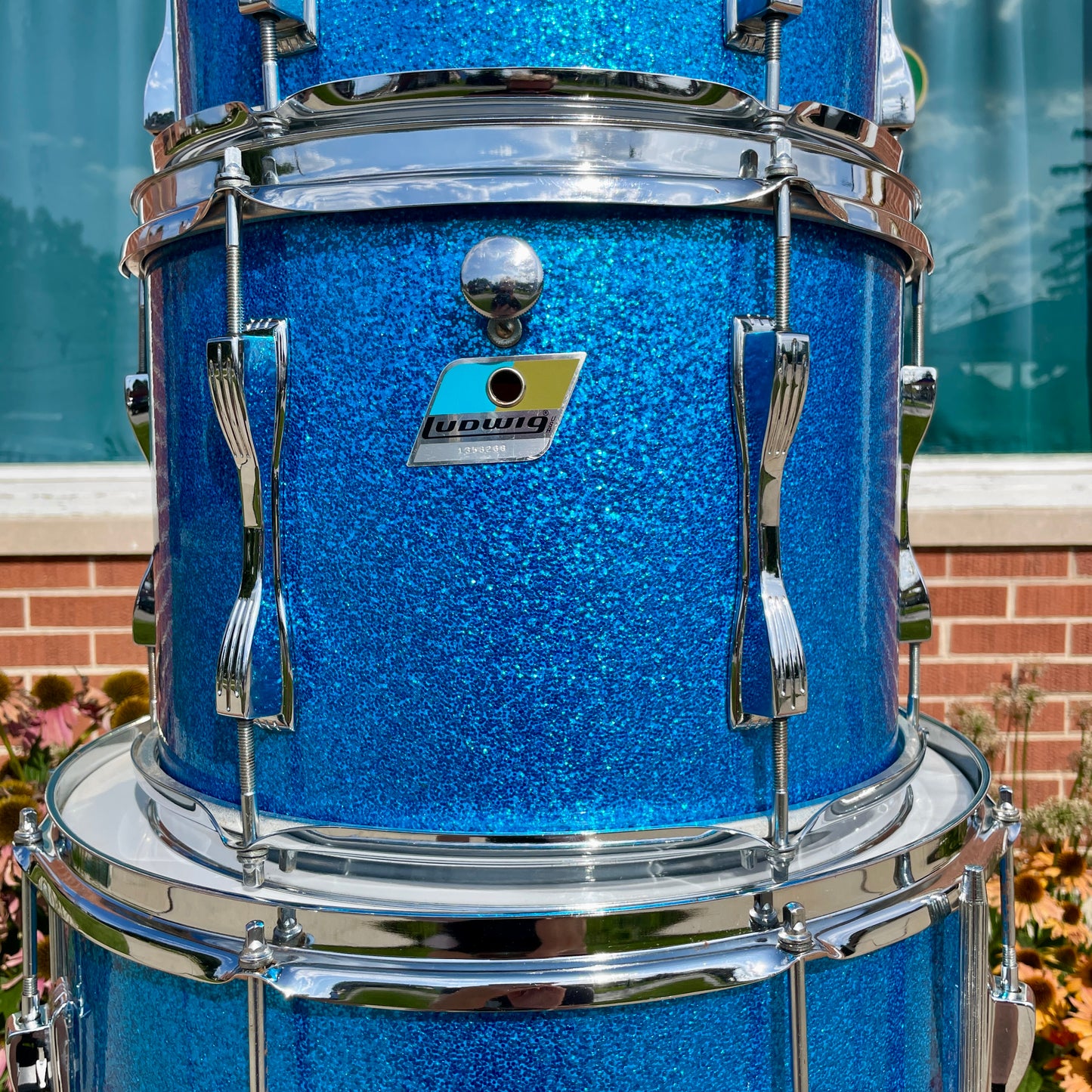 1970s Ludwig Mach 5 Pro Beat Drum Set Blue Sparkle 24/12/13/16