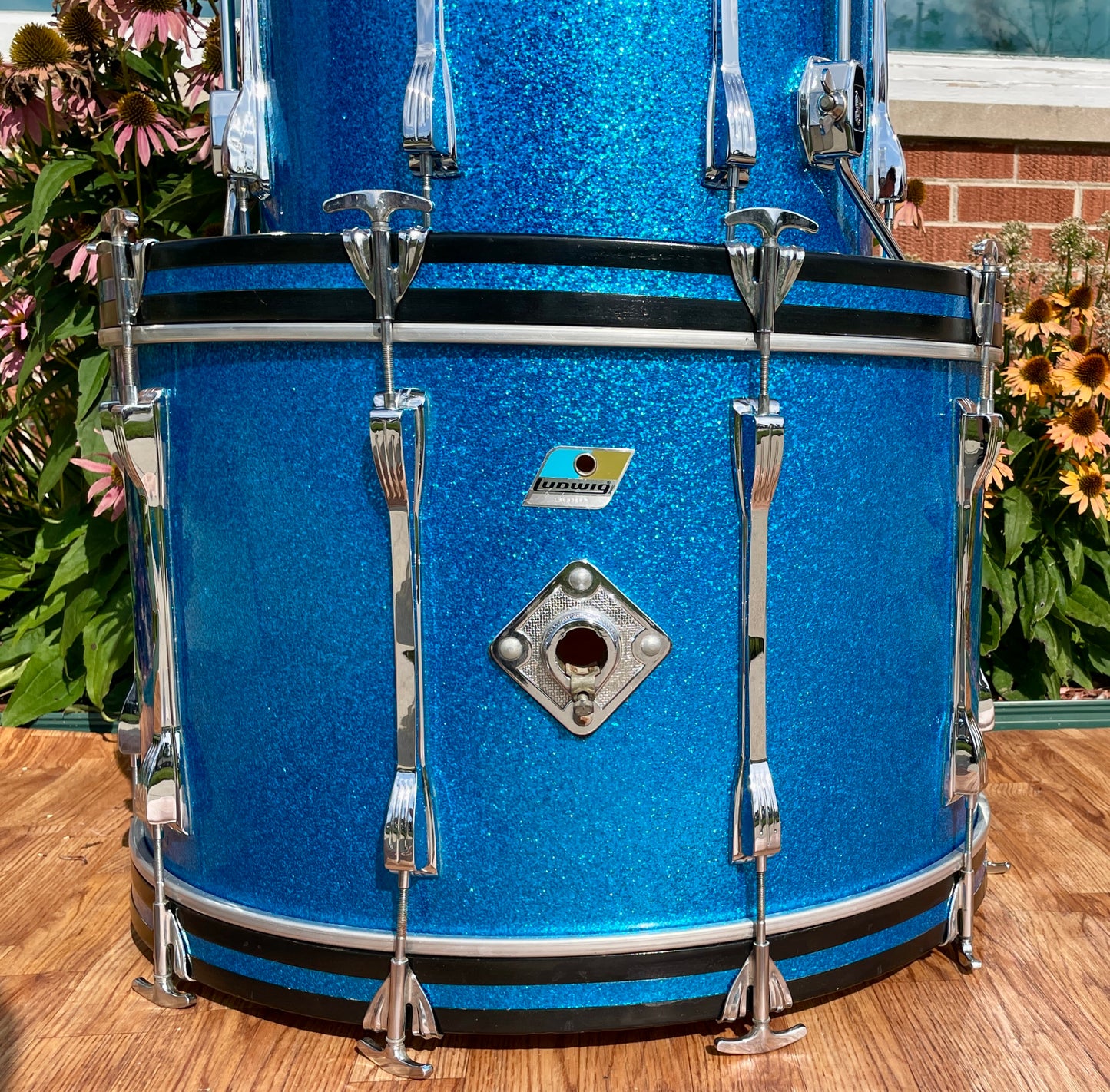 1970s Ludwig Mach 5 Pro Beat Drum Set Blue Sparkle 24/12/13/16