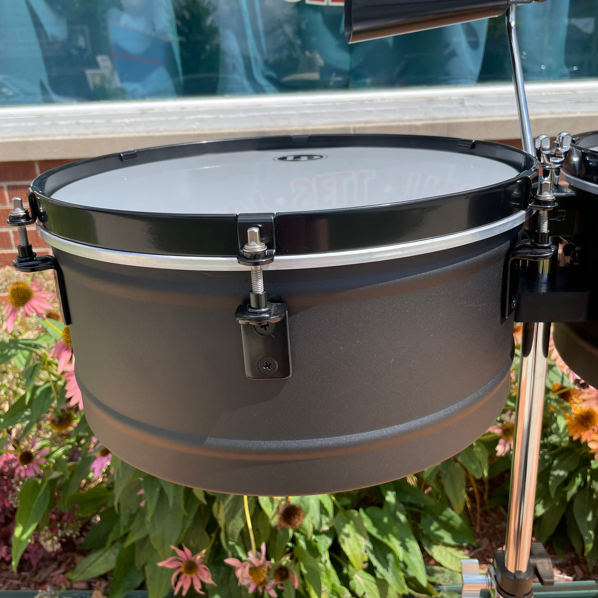 LP Latin Percussion LP256NY City Series 13″/14″ Black Sand Steel Timbales w/ Black Hardware