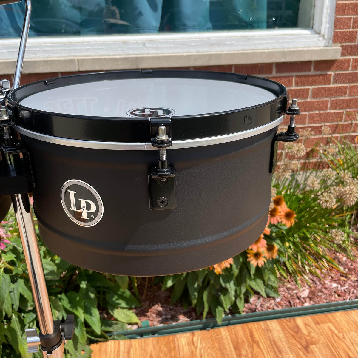 LP Latin Percussion LP256NY City Series 13″/14″ Black Sand Steel Timbales w/ Black Hardware