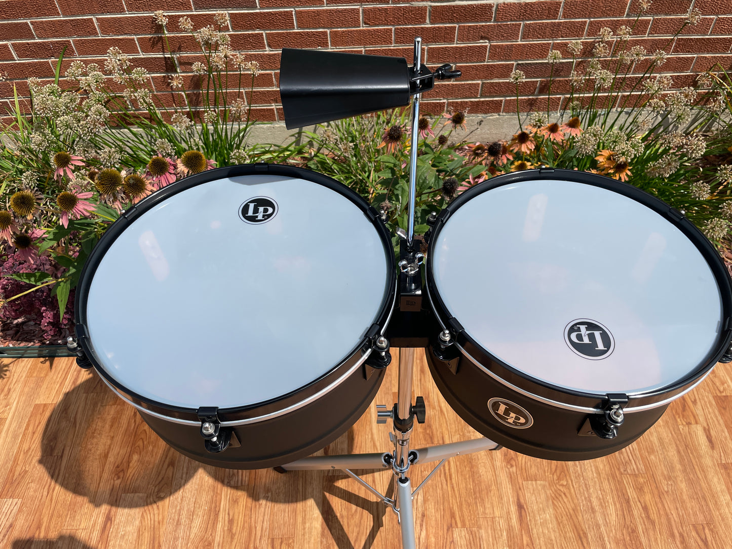 LP Latin Percussion LP256NY City Series 13″/14″ Black Sand Steel Timbales w/ Black Hardware