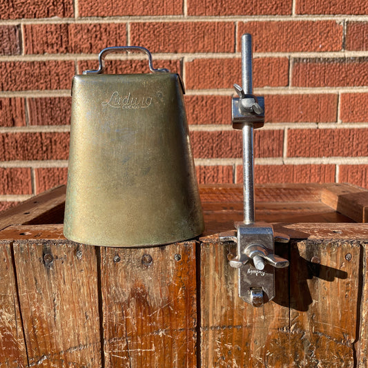 1960s Ludwig 5" Golden Tone No. 129 Cow Bell w/ Cowbell Holder No. 133 Script Logo