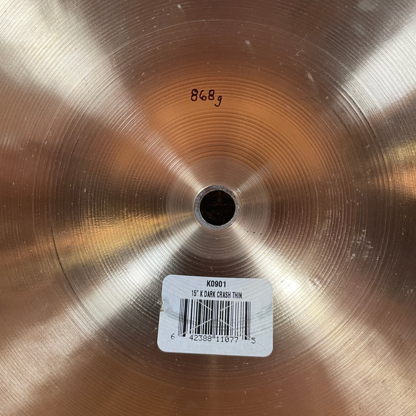15" Zildjian K Dark Thin Crash Cymbal 868g K0901 *Video Demo*