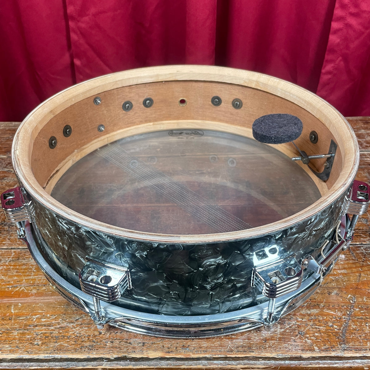 1958-1960 Ludwig Down Beat 4x14 Snare Drum Black Diamond Pearl