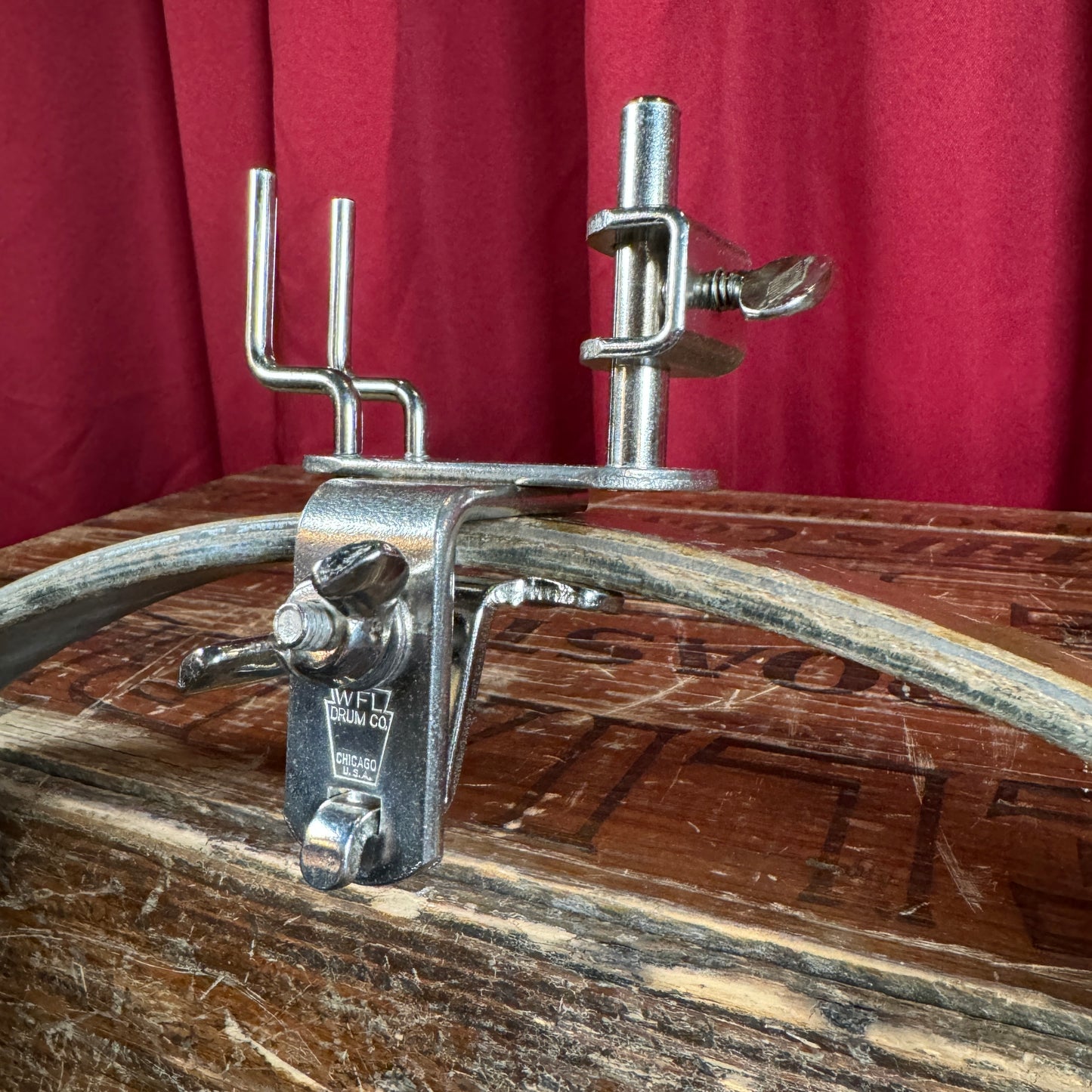 1940s / 1950s WFL Bell Block Holder w/ U-Clamp No. 1323 Nickel Ludwig