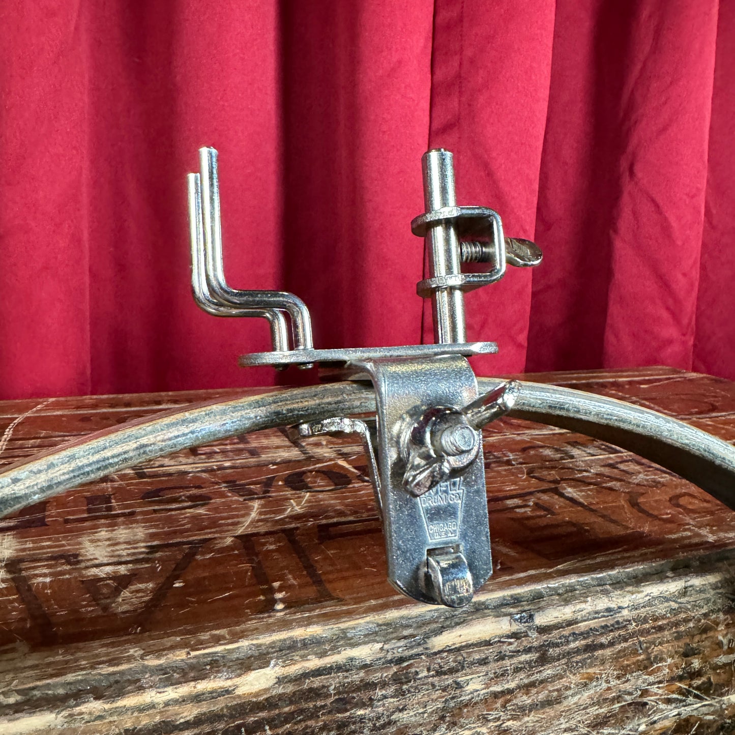 1940s / 1950s WFL Bell Block Holder w/ U-Clamp No. 1323 Nickel Ludwig