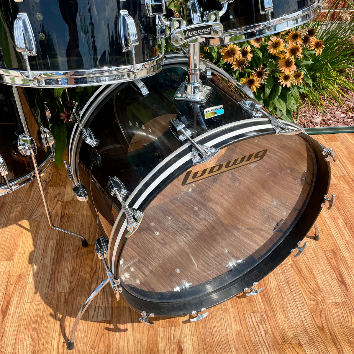 1970s Ludwig Smoke Black Vistalite Big Beat Drum Set 22/12/13/16