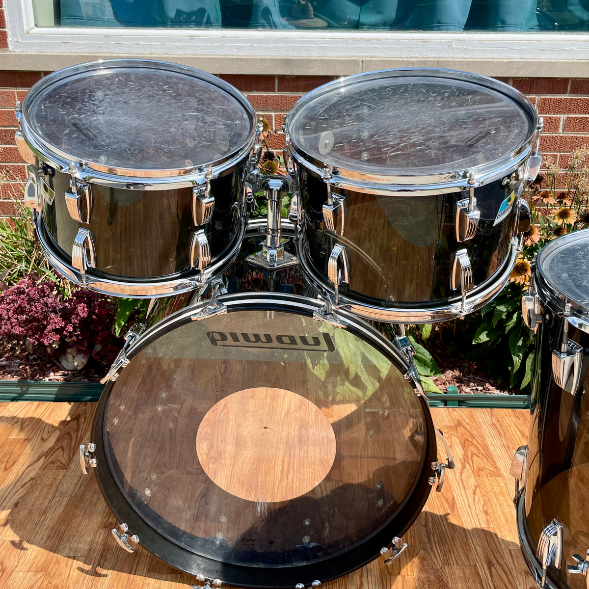1970s Ludwig Smoke Black Vistalite Big Beat Drum Set 22/12/13/16