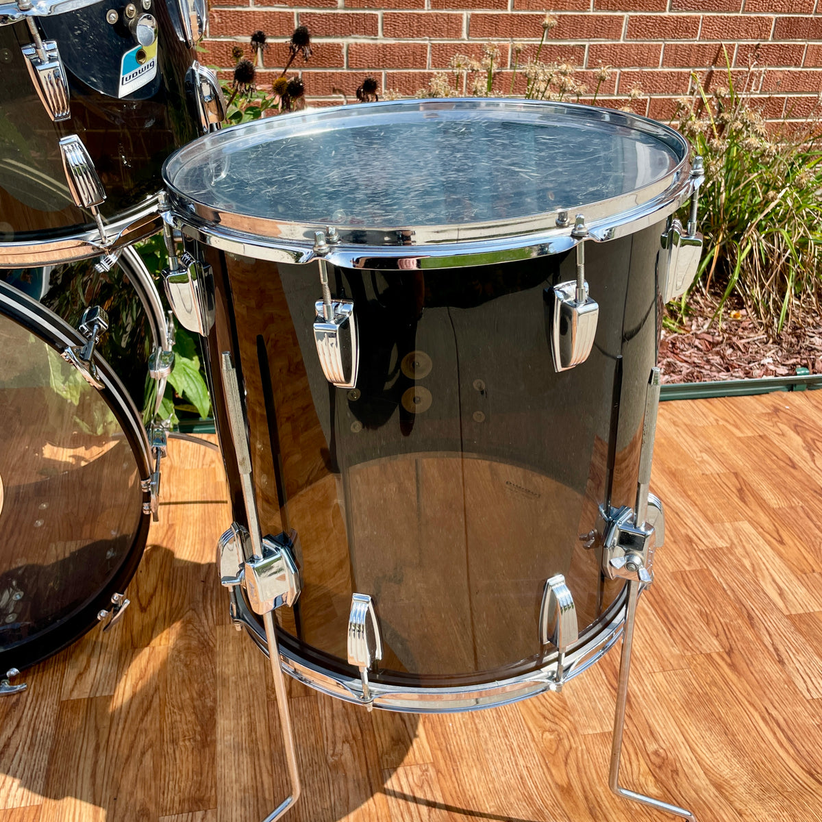 1970s Ludwig Smoke Black Vistalite Big Beat Drum Set 22/12/13/16