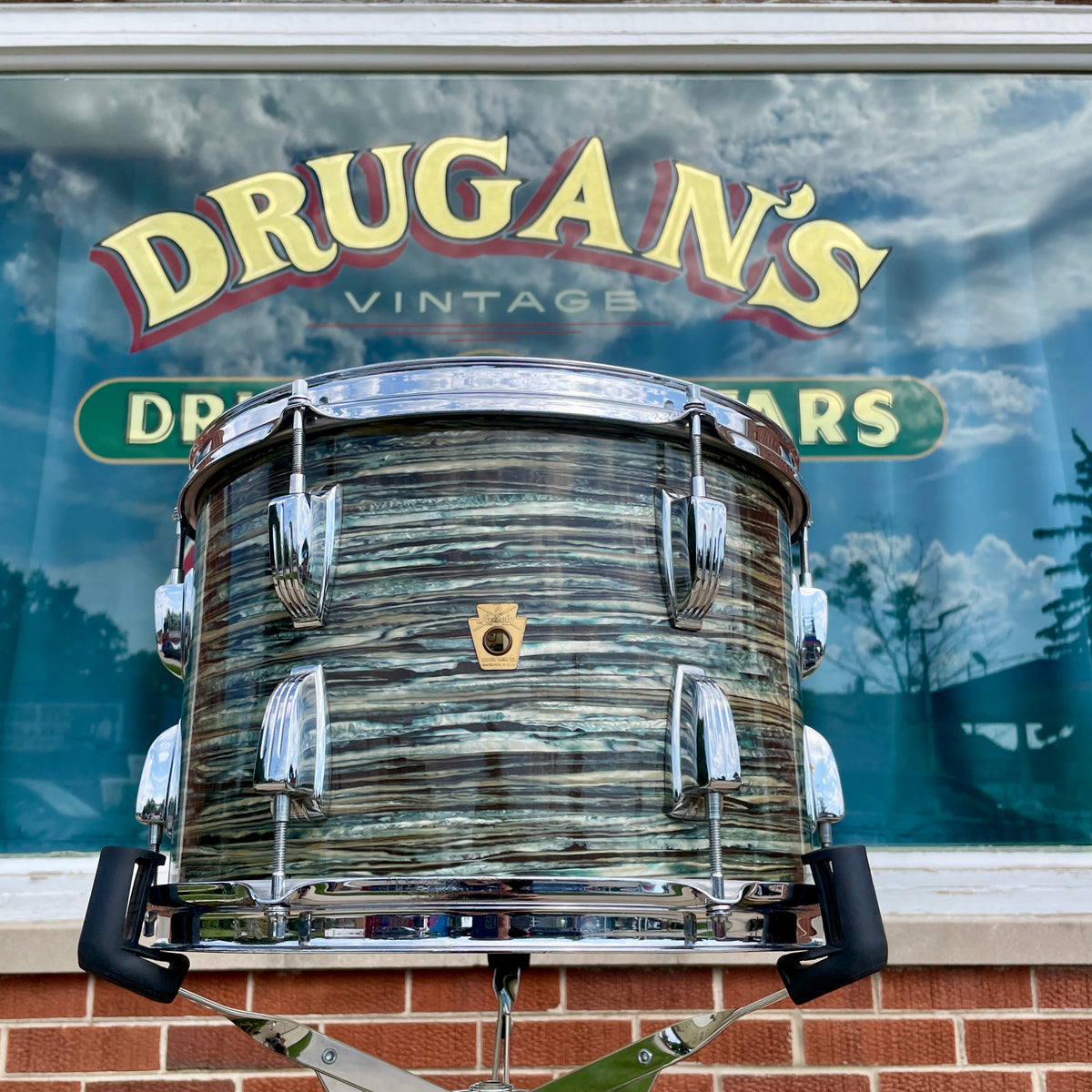 1960s Ludwig 9x13 Pre-Serial Super Classic Tom Drum Oyster Blue Pearl COB