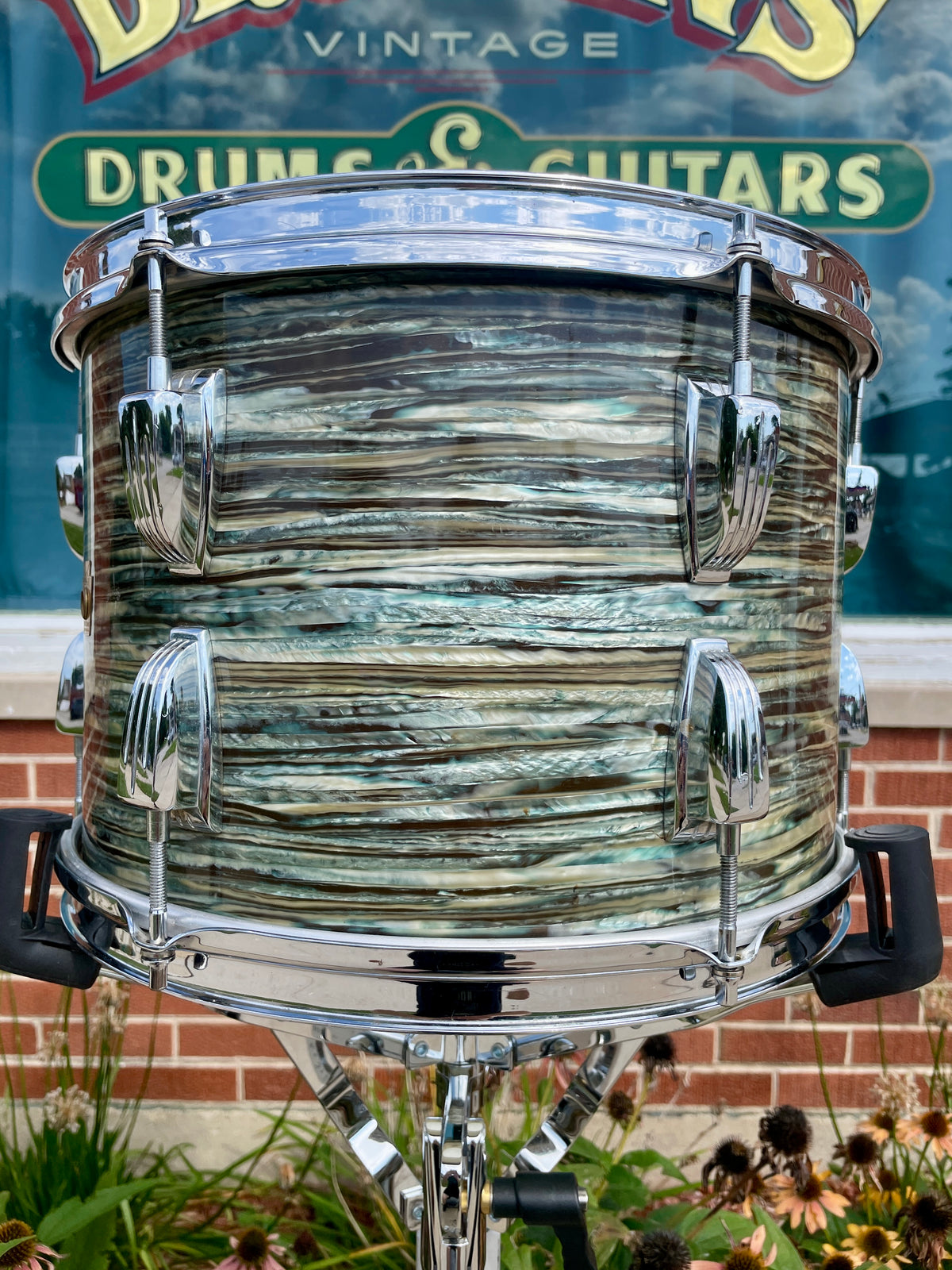 1960s Ludwig 9x13 Pre-Serial Super Classic Tom Drum Oyster Blue Pearl COB