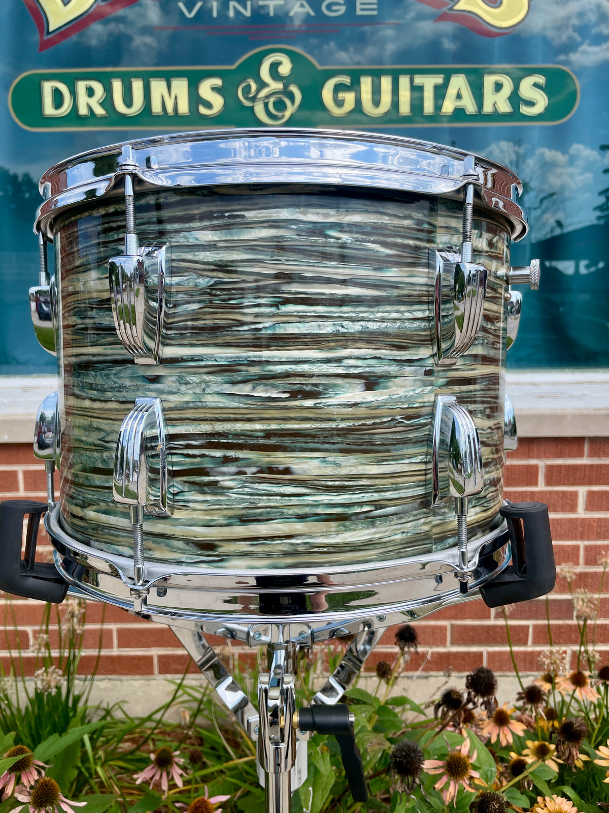 1960s Ludwig 9x13 Pre-Serial Super Classic Tom Drum Oyster Blue Pearl COB