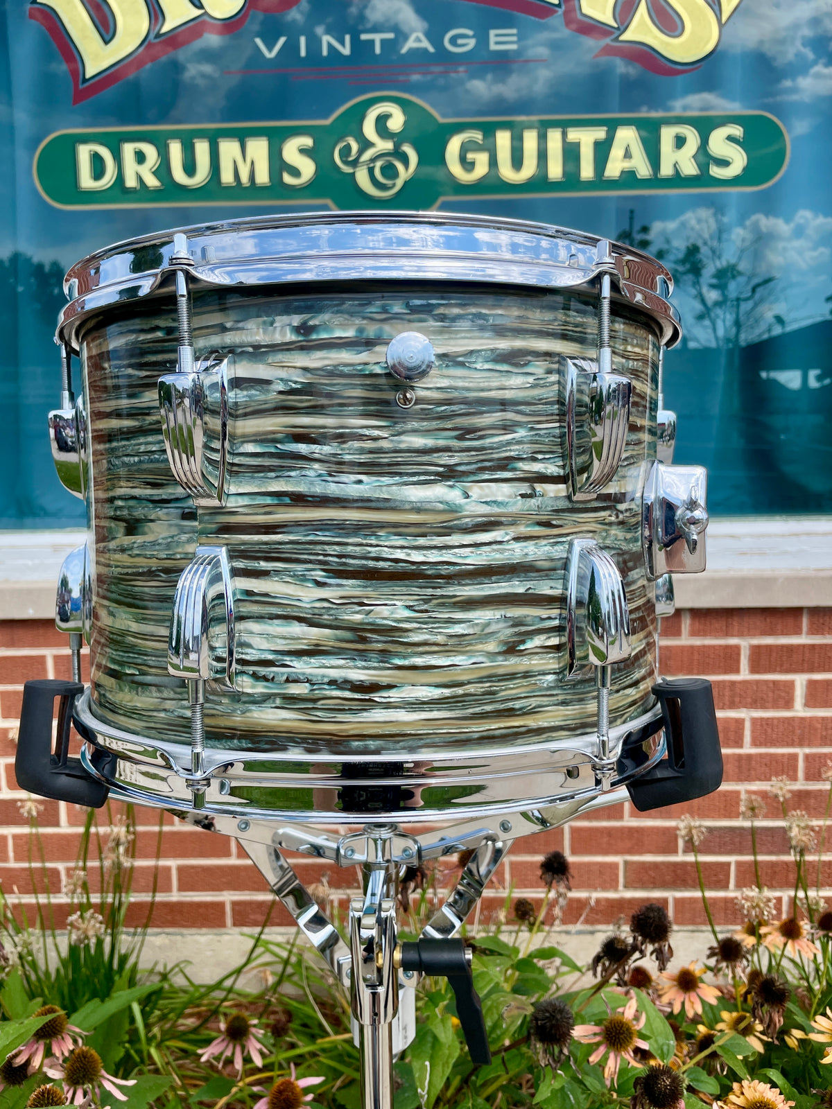 1960s Ludwig 9x13 Pre-Serial Super Classic Tom Drum Oyster Blue Pearl COB