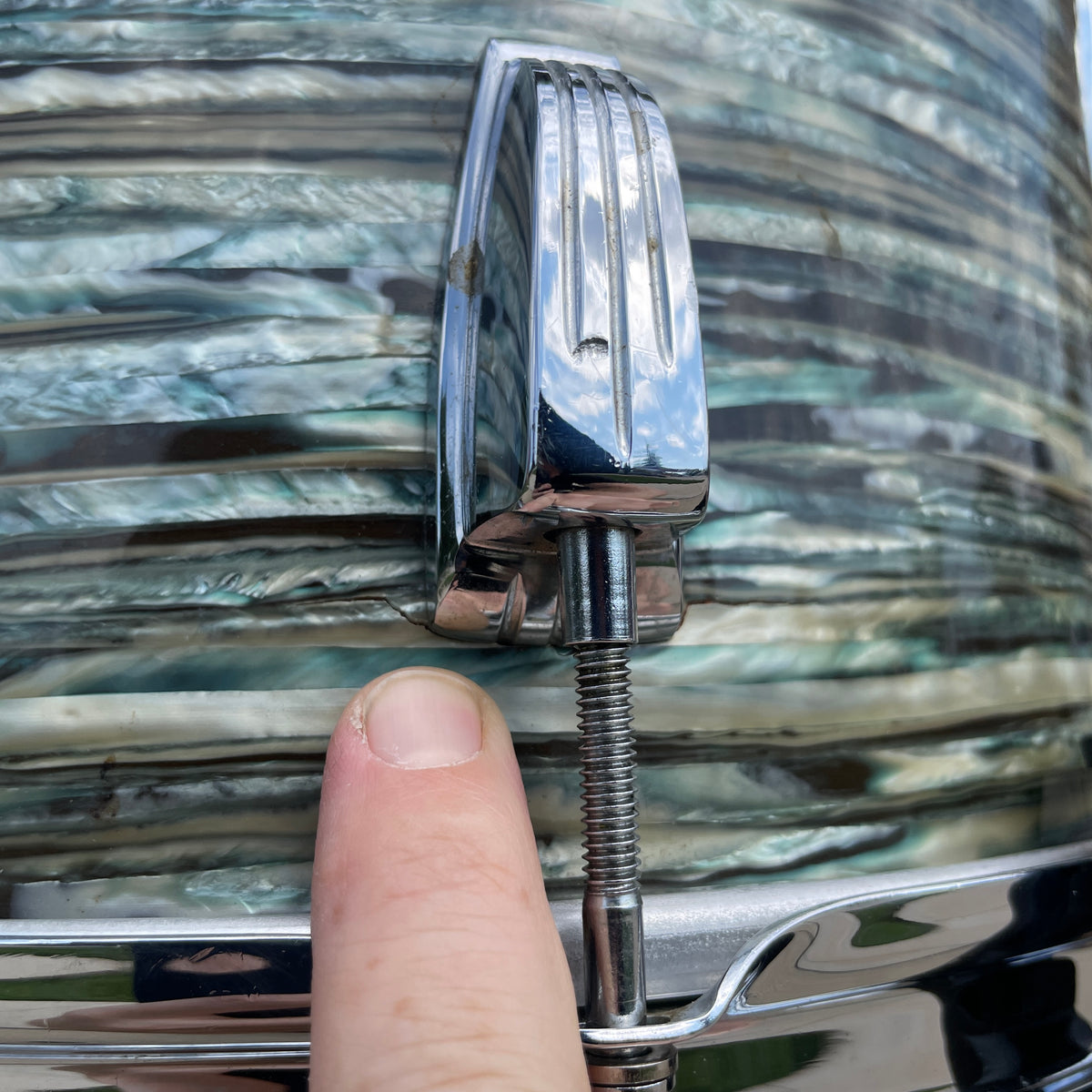 1960s Ludwig 9x13 Pre-Serial Super Classic Tom Drum Oyster Blue Pearl COB