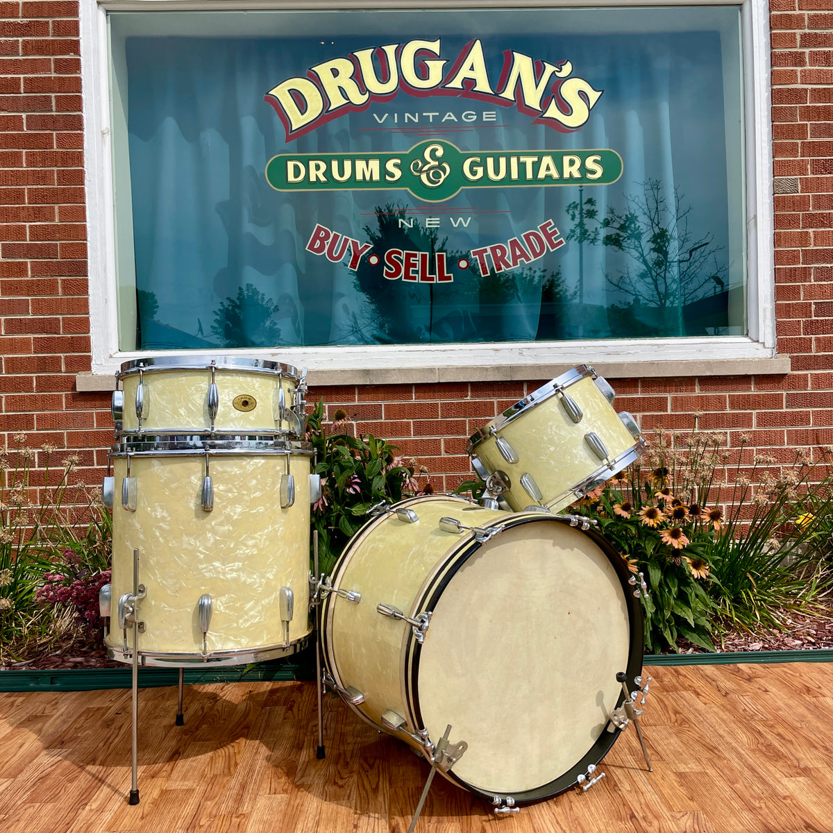 1950s Slingerland Radio King Drum Set White Marine Pearl 20/13/16 w/ 5.5x14 Snare