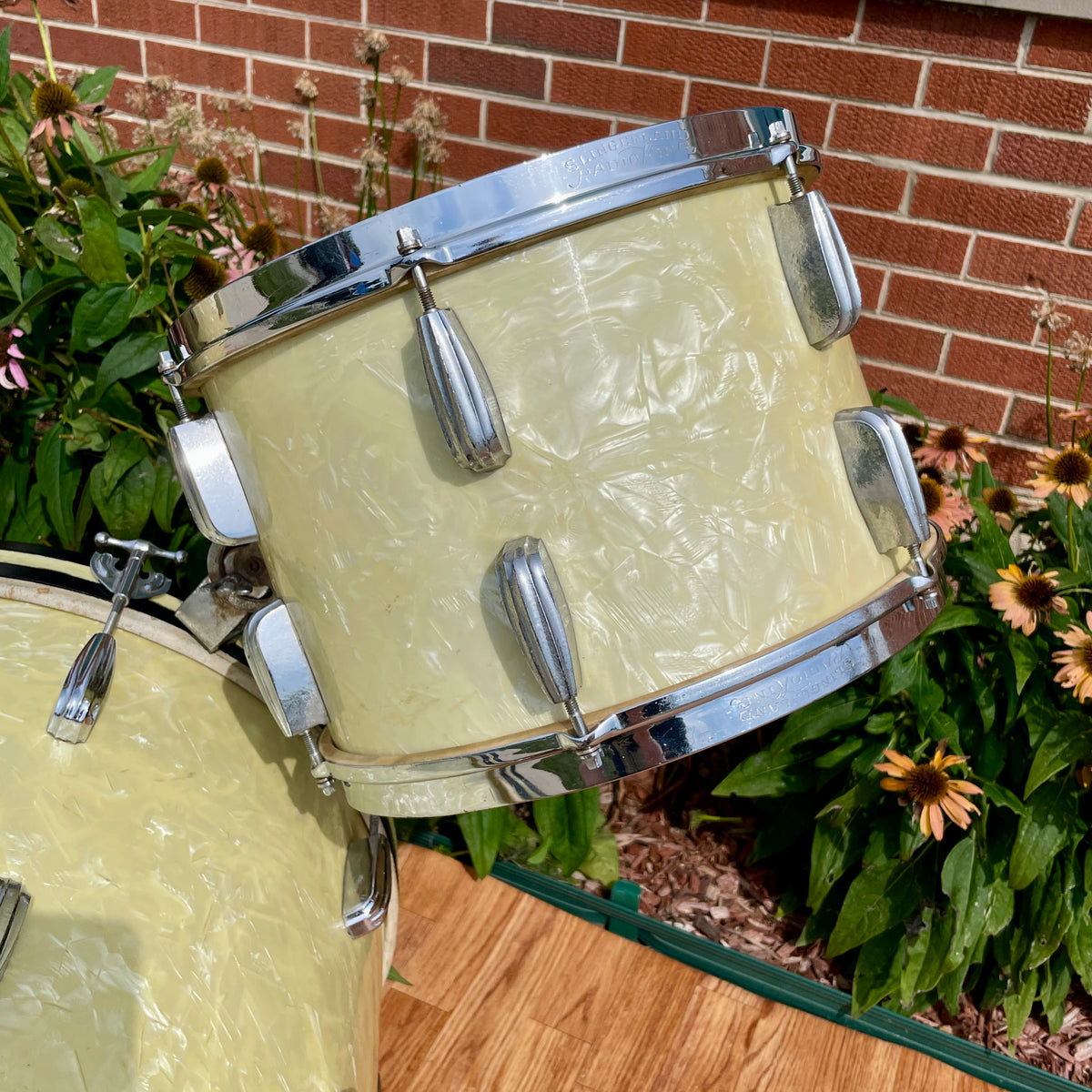 1950s Slingerland Radio King Drum Set White Marine Pearl 20/13/16 w/ 5.5x14 Snare