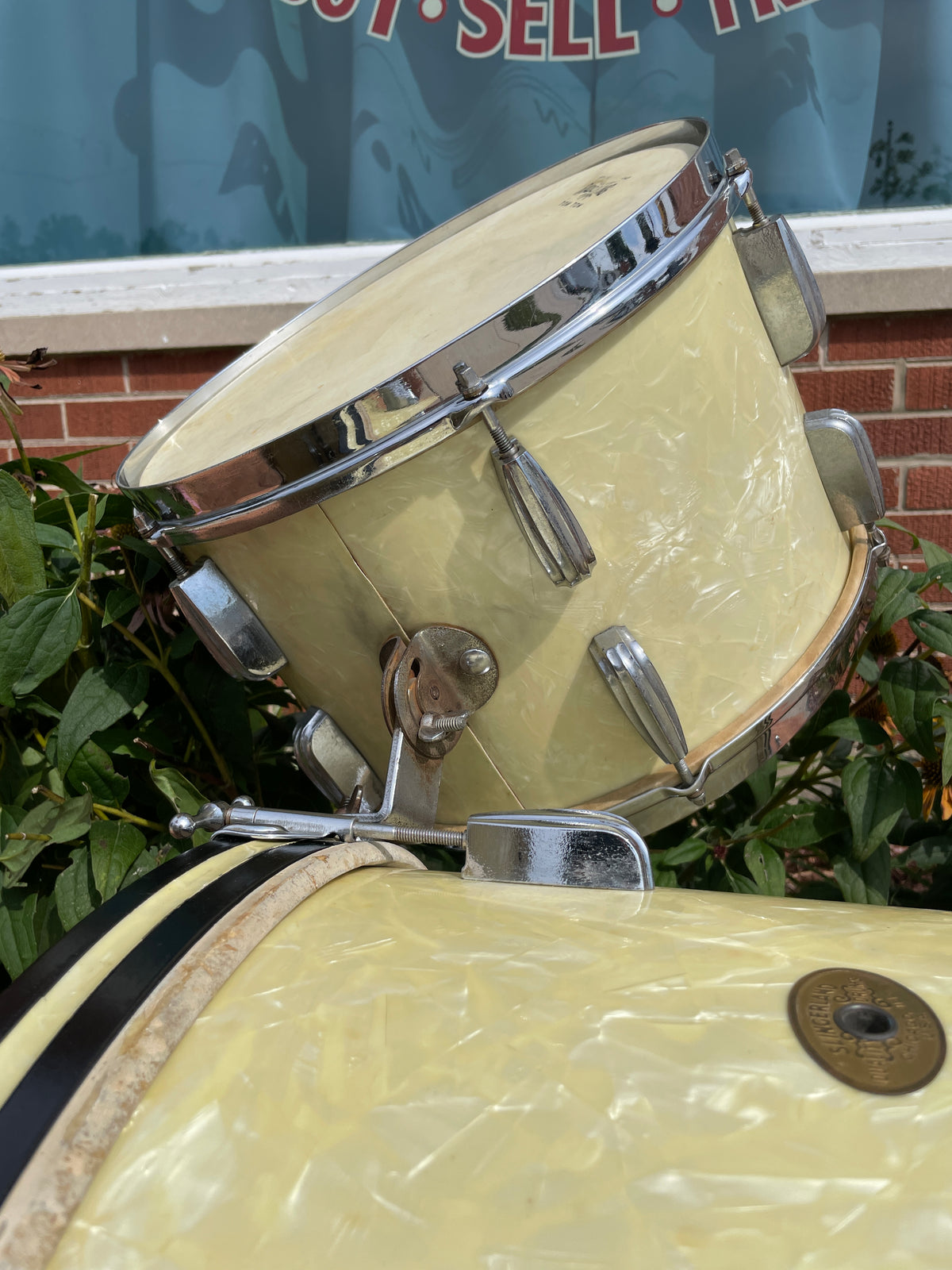 1950s Slingerland Radio King Drum Set White Marine Pearl 20/13/16 w/ 5.5x14 Snare