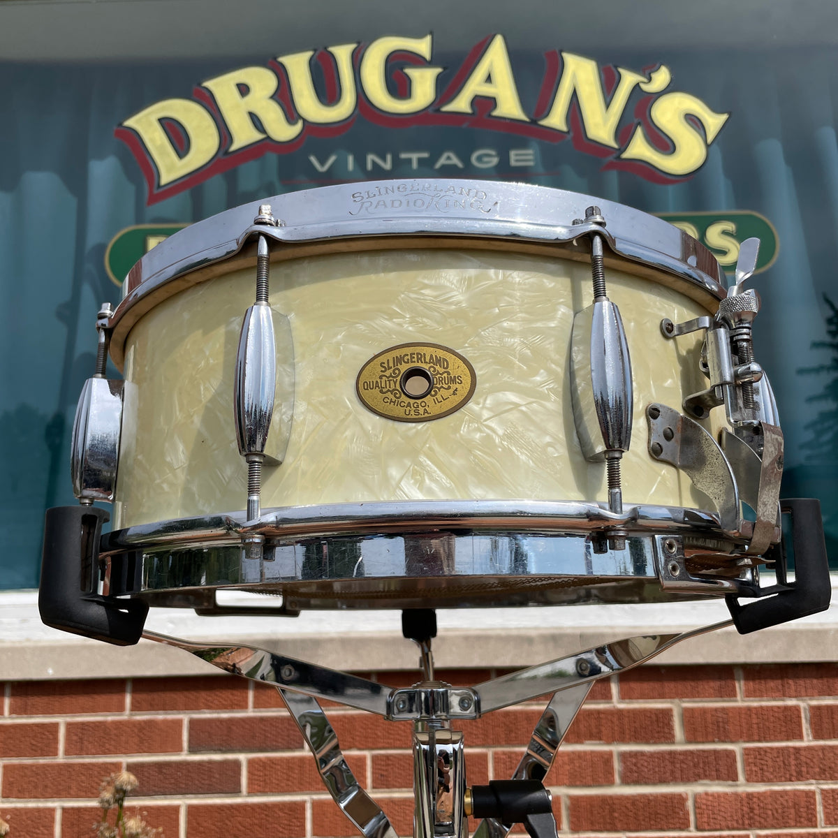 1950s Slingerland Radio King Drum Set White Marine Pearl 20/13/16 w/ 5.5x14 Snare