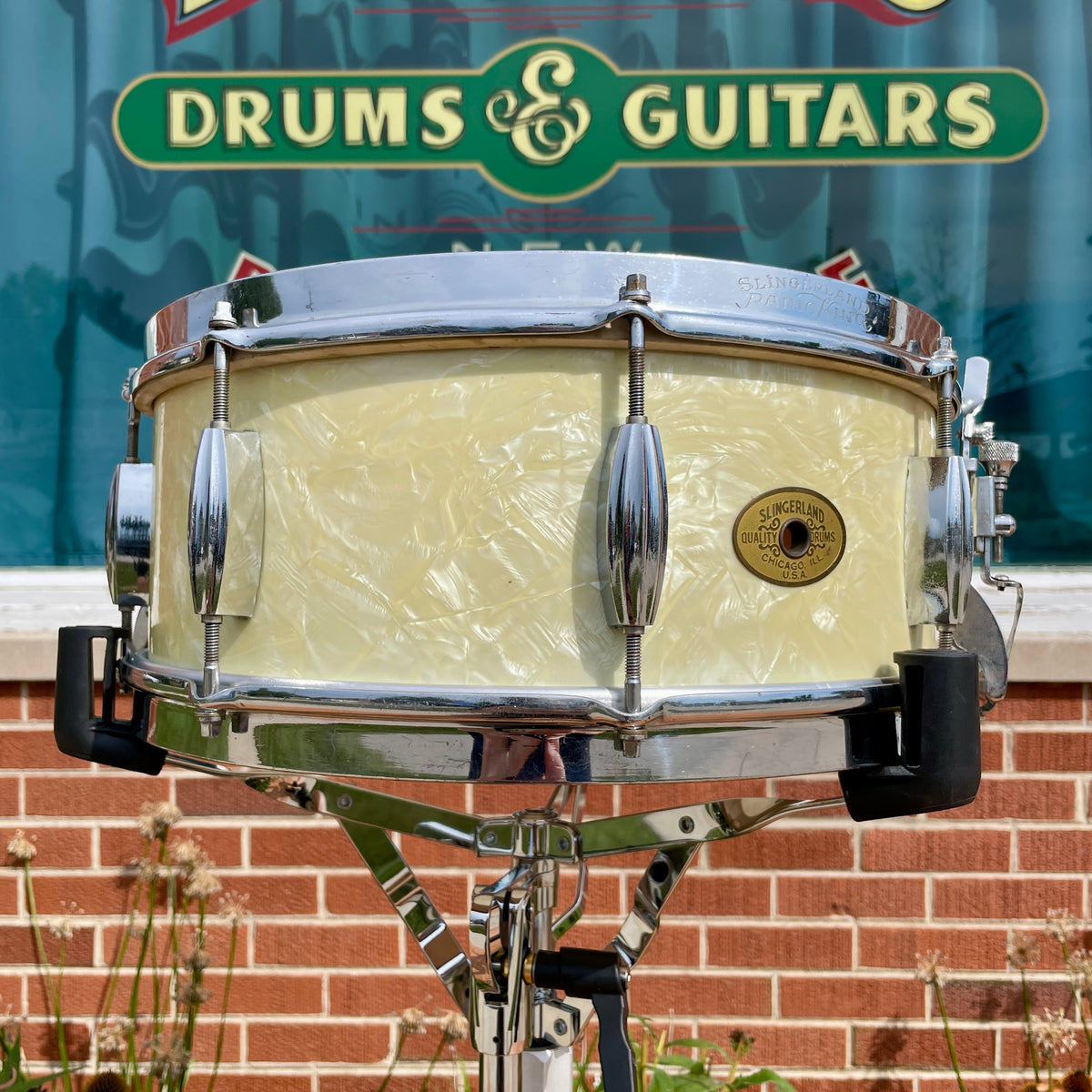 1950s Slingerland Radio King Drum Set White Marine Pearl 20/13/16 w/ 5.5x14 Snare