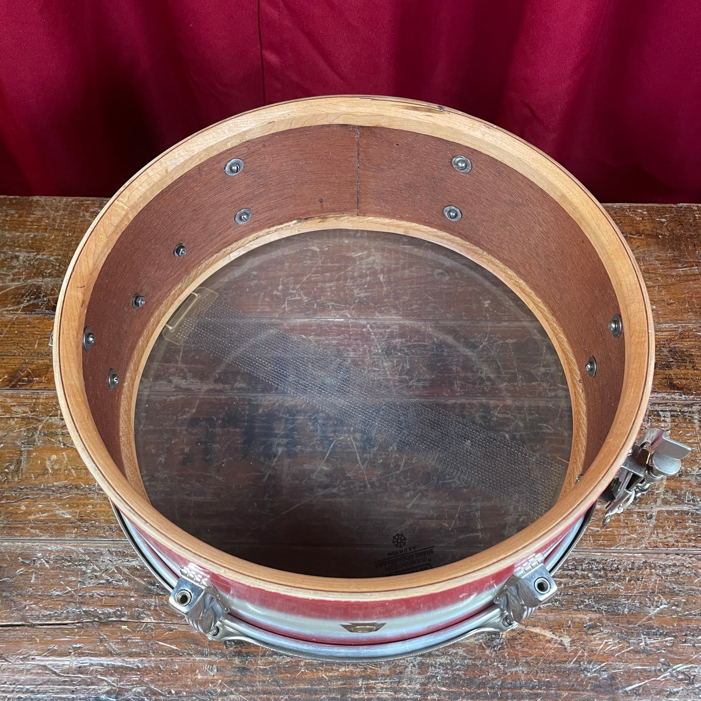 1958 WFL 5.5x14 No. 491 Supreme Concert Snare Drum Red / White Duco Pioneer