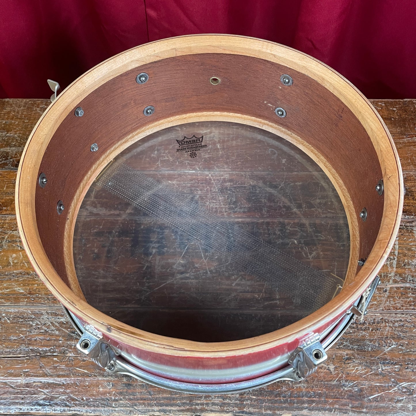 1958 WFL 5.5x14 No. 491 Supreme Concert Snare Drum Red / White Duco Pioneer