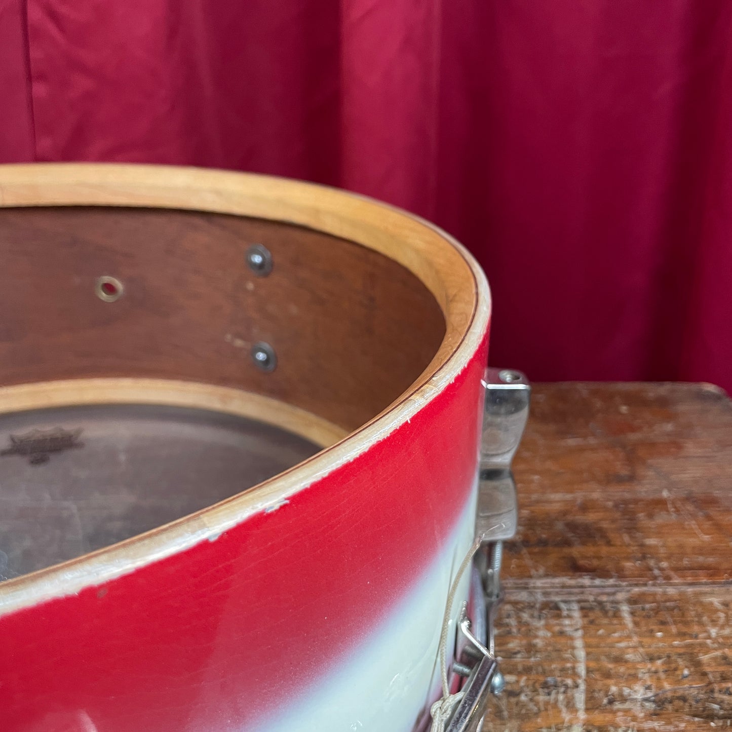 1958 WFL 5.5x14 No. 491 Supreme Concert Snare Drum Red / White Duco Pioneer