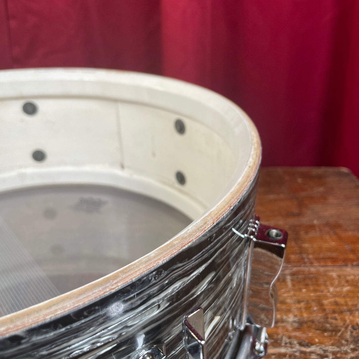 1966 Ludwig 5x14 No. 491 Pioneer Snare Drum Oyster Black Pearl Chrome