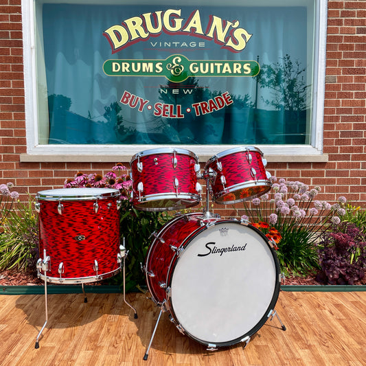 1960s Slingerland Drum Set Red Tiger Modern Solo Outfit 22/12/13/16